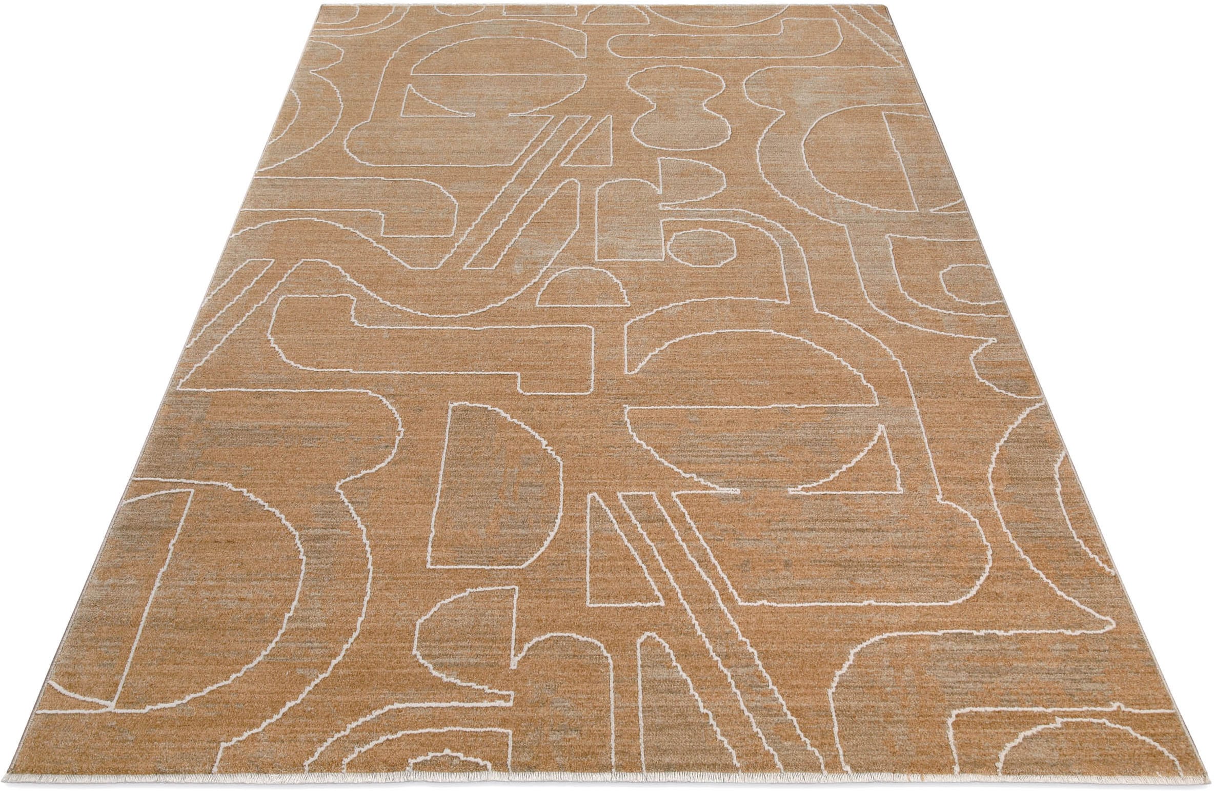 Esprit Teppich »Beatle-B« rechteckig 15 mm Höhe Kurzflor, grafisches Design, Hoch-Tief-Effekt, waschbar, Jute-Rücken
