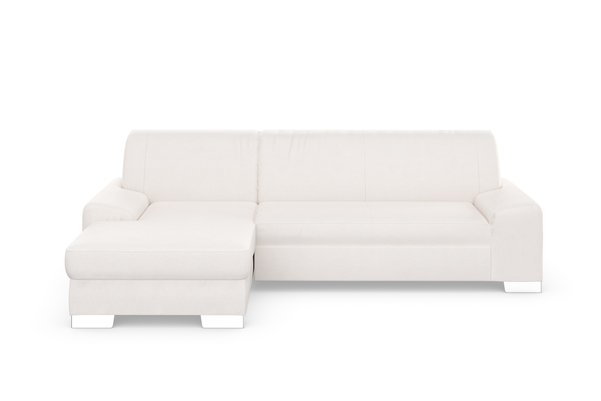 DOMO collection Ecksofa »Anzio L-Form, whlw. Bettfunktion, Federkern, hochwertig, Breite 271 cm«, Ohne Bettfunktion, Recamiere links, Chenille-Struktur, creme