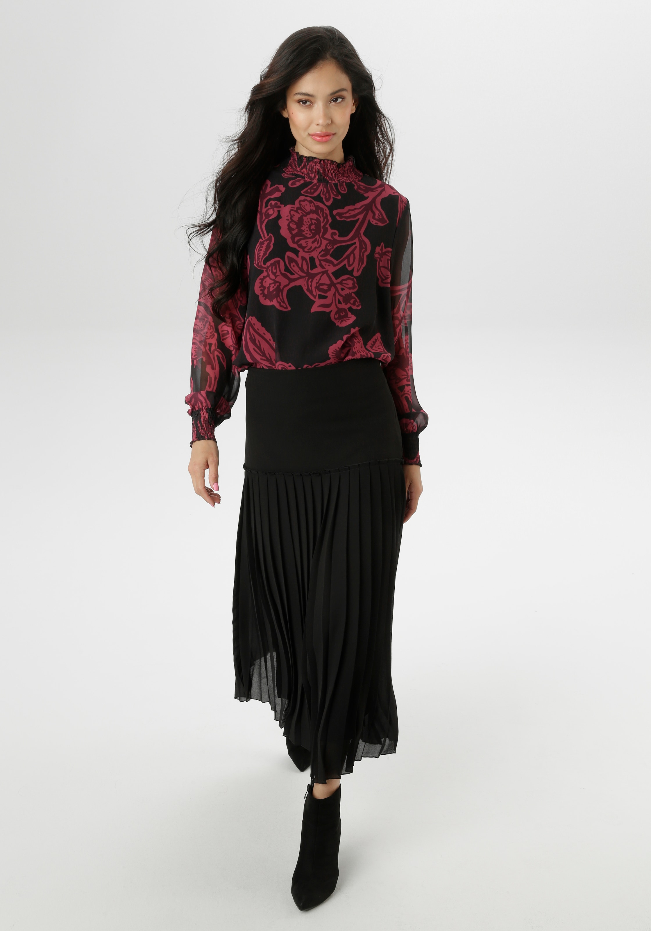 Aniston SELECTED Plisseerock, aus edlem Chiffon - NEUE KOLLEKTION