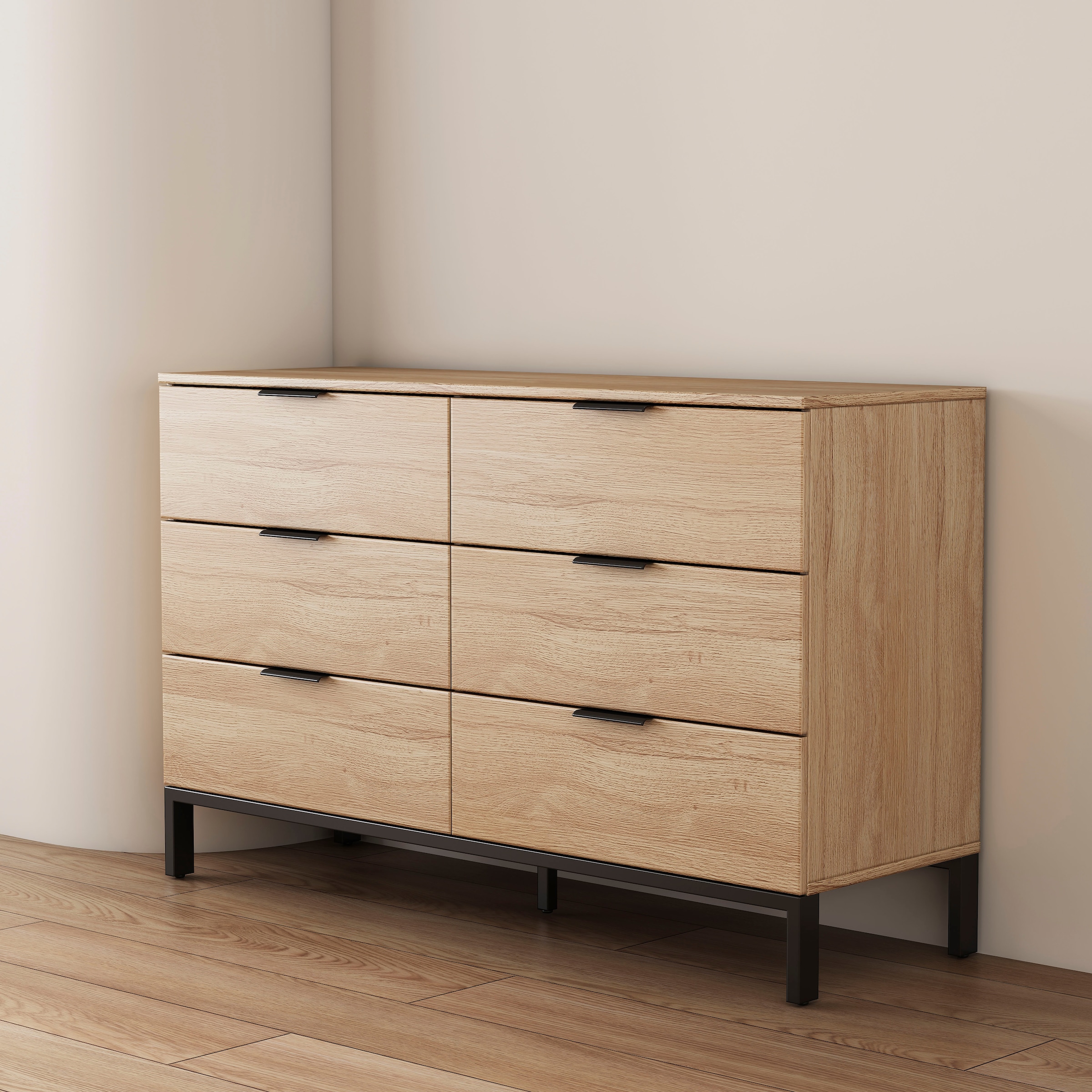 GOODproduct Kommode »Jorinde« Melaminoberfläche, flexibler Stauraum und robustes Metallgestell