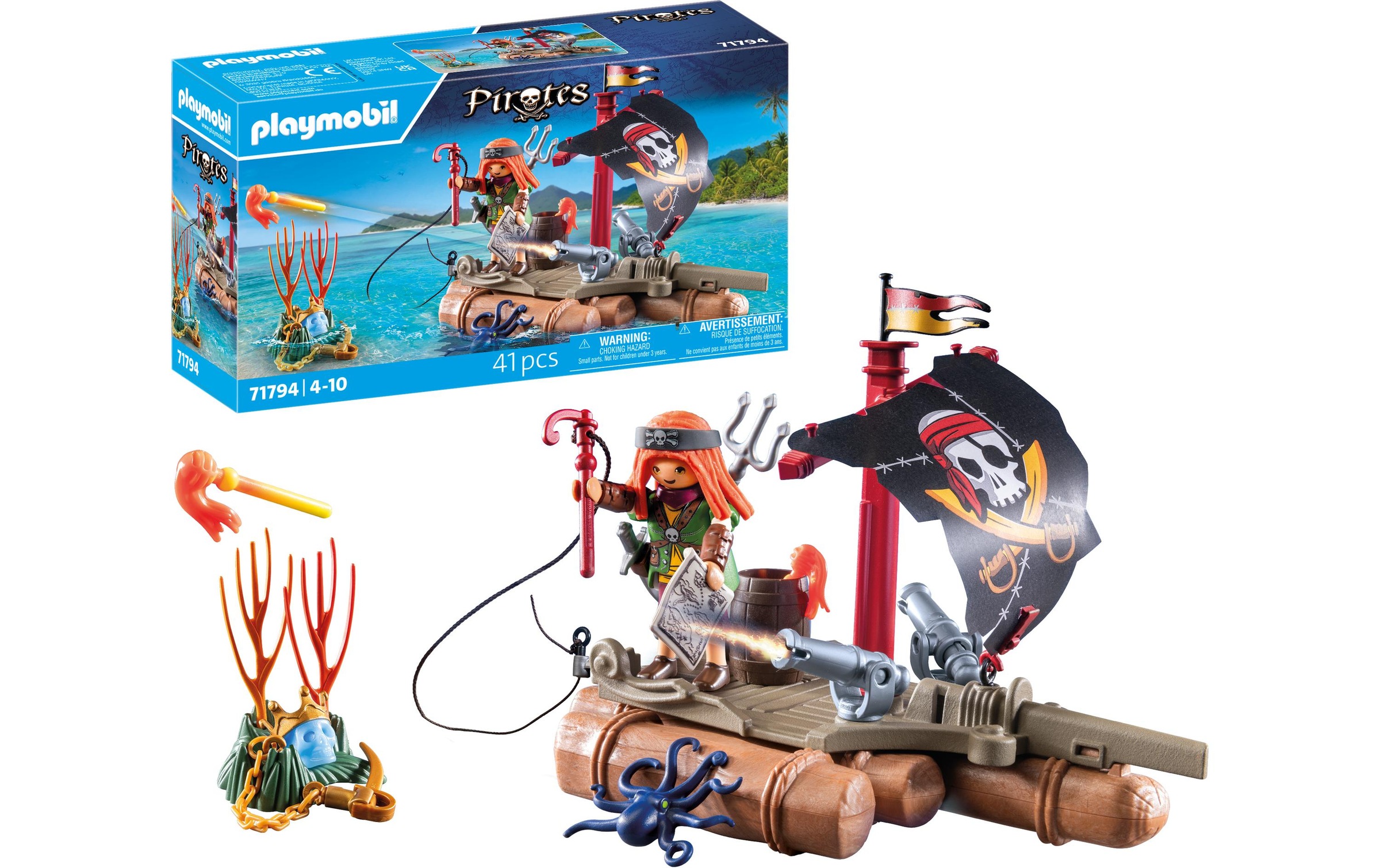 Playmobil® Spielbausteine »Schatzbergung auf Piratenfloss 71794«, (41 St.)