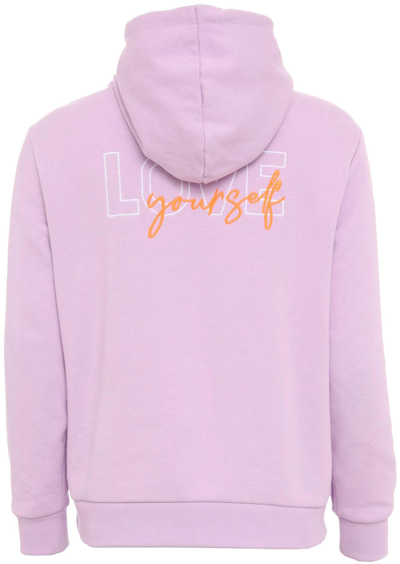 Zwillingsherz Kapuzensweatshirt, mit "You are Beautiful"-Stickerei und Schriftzug am Rücken