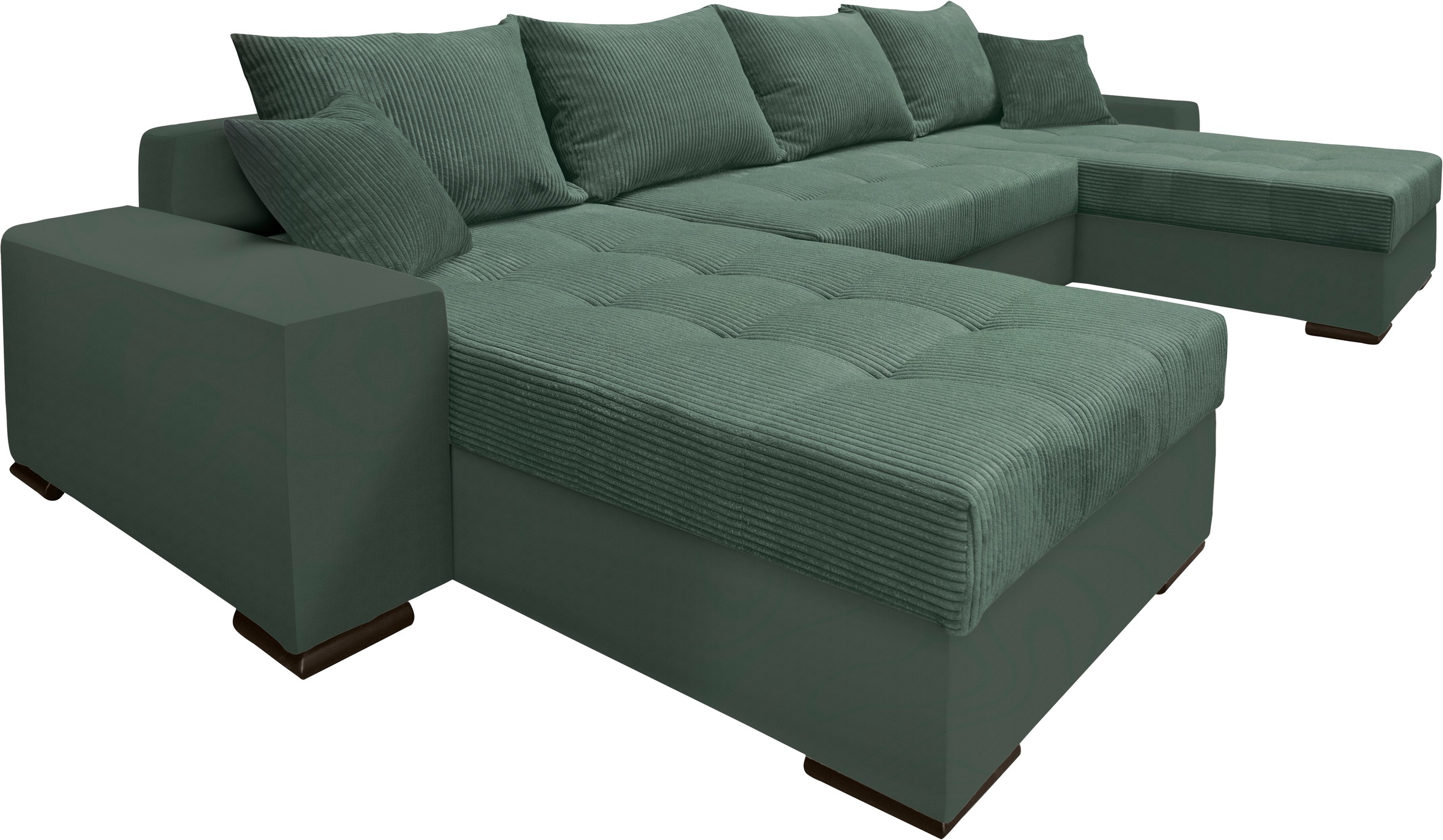 COLLECTION AB Wohnlandschaft »XL-Josy U-Form, Breite 313 cm, Cord-/Mix«, inkl. Bettfunktion, Bettkasten, mit 4 gleich grossen Rückenkissen