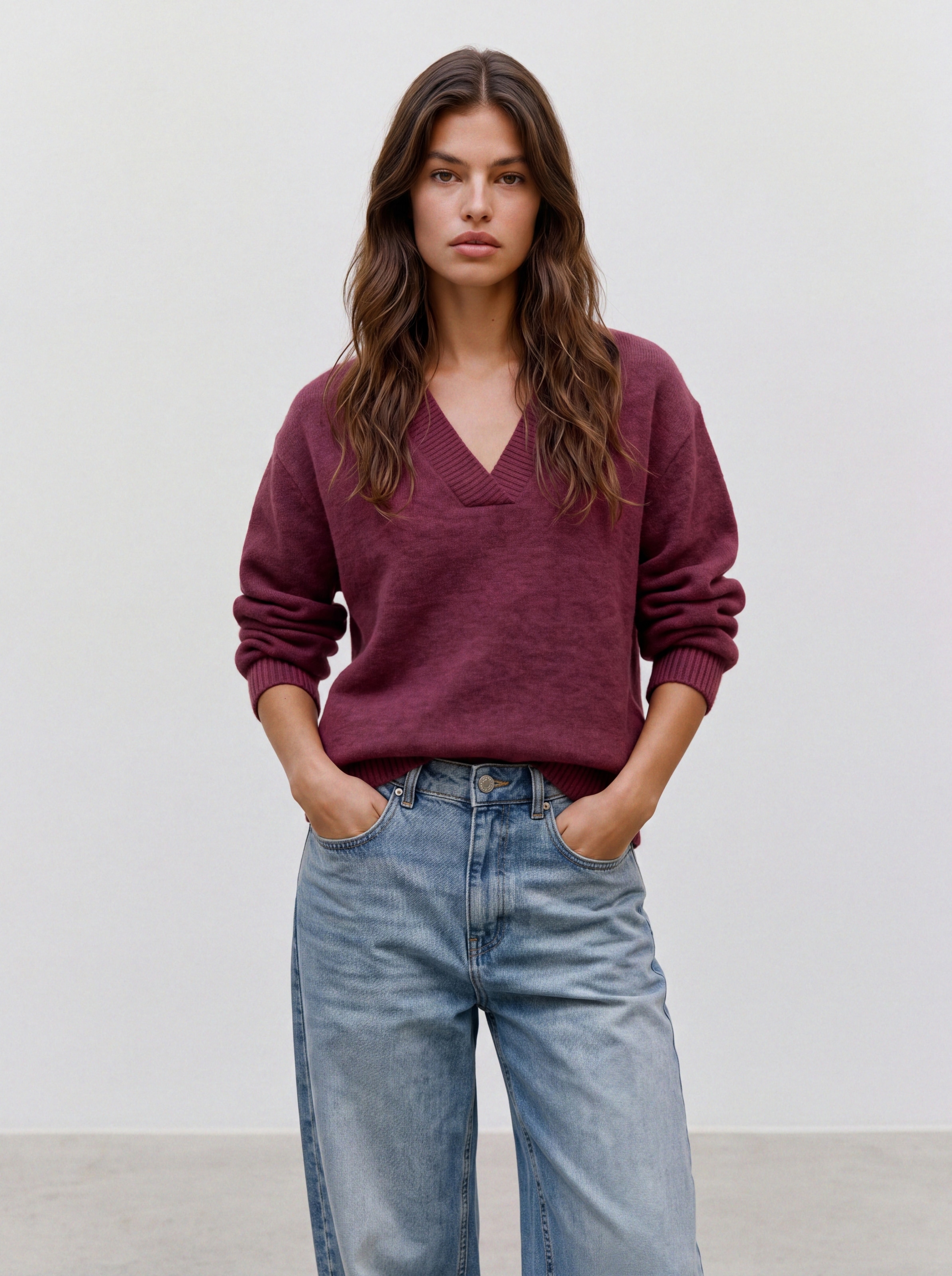 Image of Vero Moda V-Ausschnitt-Pullover "VMBOOM LS V-NECK PULLOVER NOOS" Materialmix, mit Wolle und Stretch
