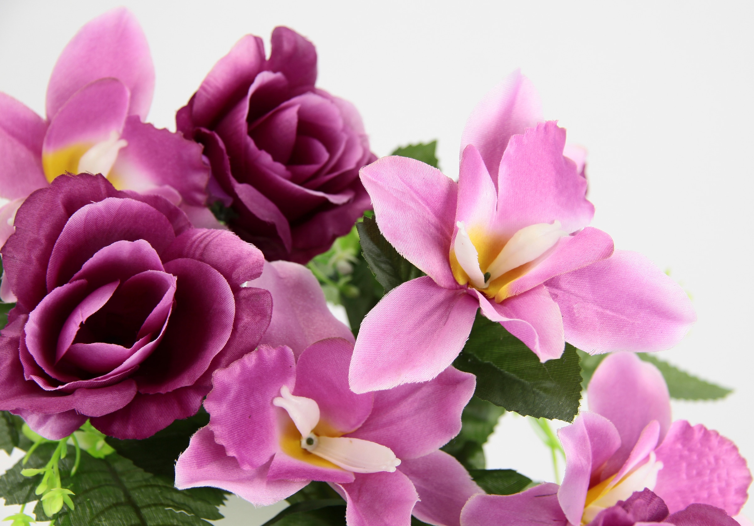 I.GE.A. Kunstblume »Bouquet aus Orchideen und Rosen«, 2er Set Kunstblumenstrauss zum Legen oder Stellen Künstliche Blumen