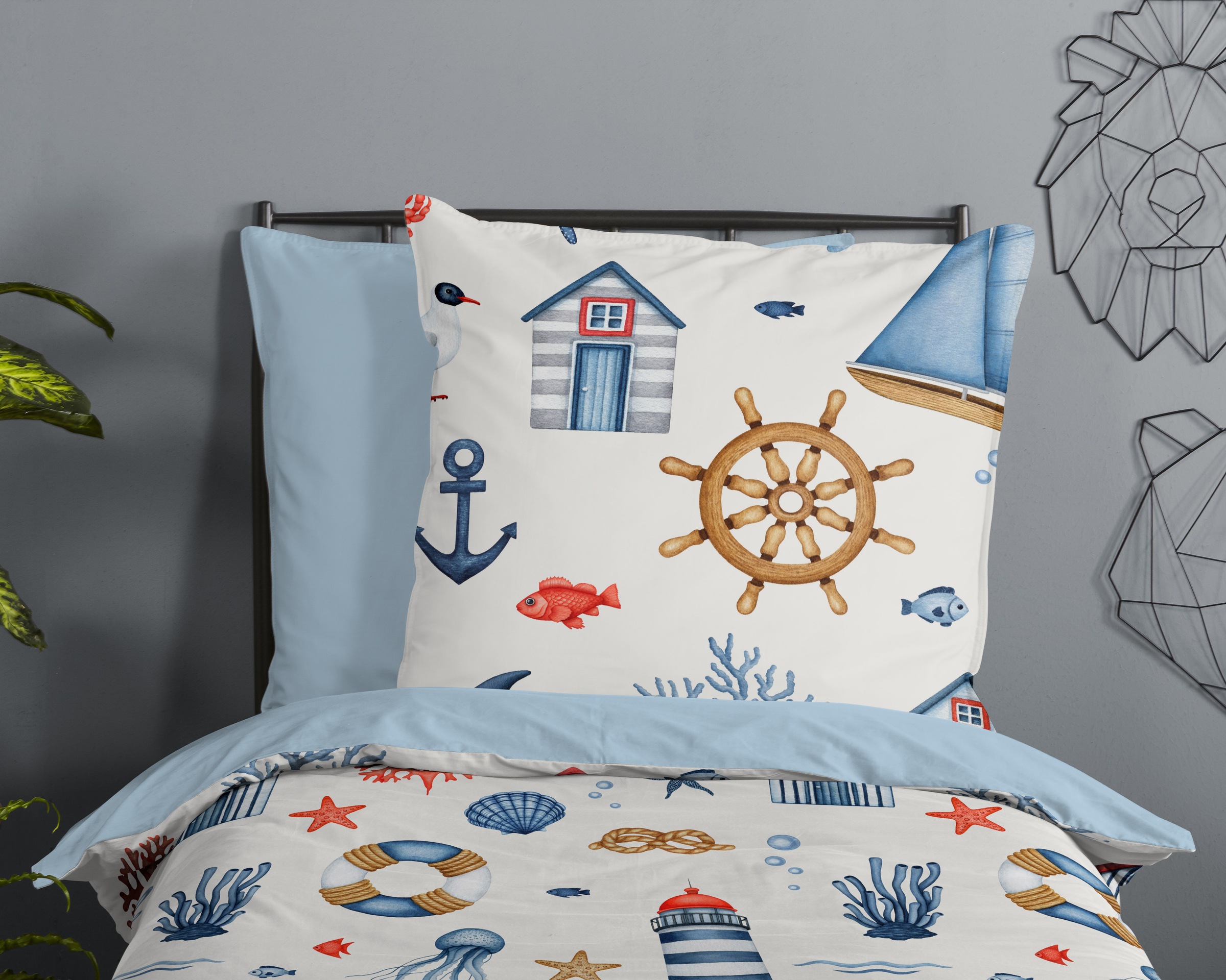 good morning Kinderbettwäsche »Ahoy«, 100% Baumwolle, Reissverschluss, Wendeoptik, Baby, Kind, Maritim
