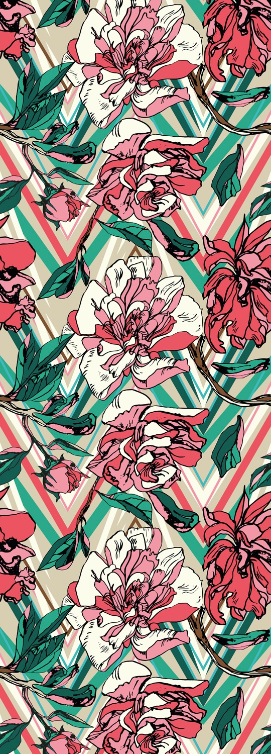 Image of queence Vinyltapete "Livia" Motiv bedruckt botanisch floral gemustert natürlich glatt 90x250cm, selbstklebend, kinderleichte Anbringung, Sticker