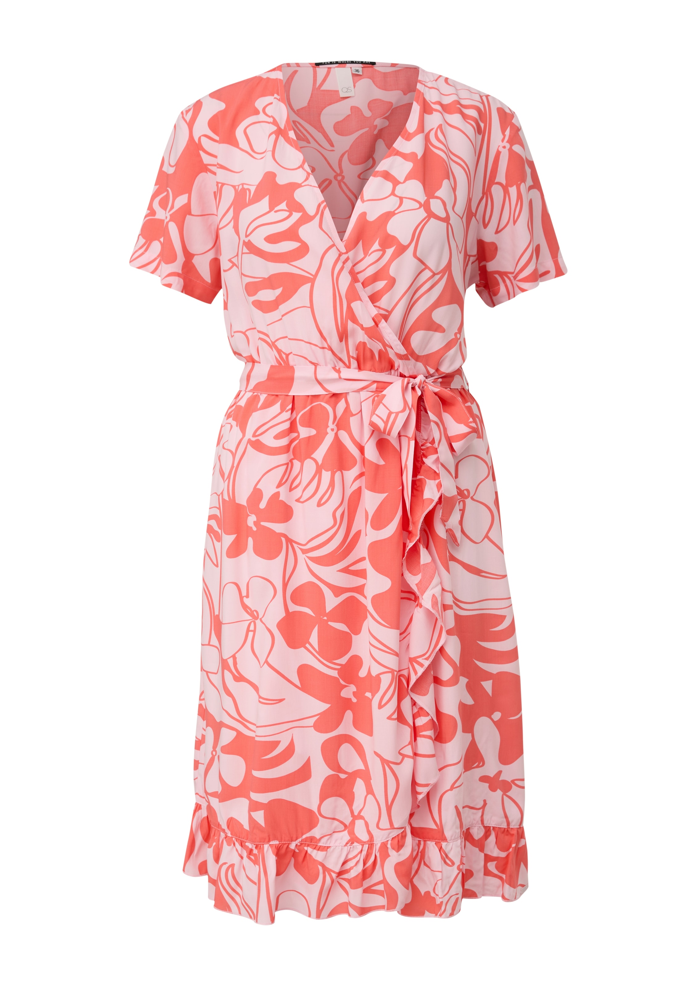 QS Midikleid, mit Allover-Print und Bindeband
