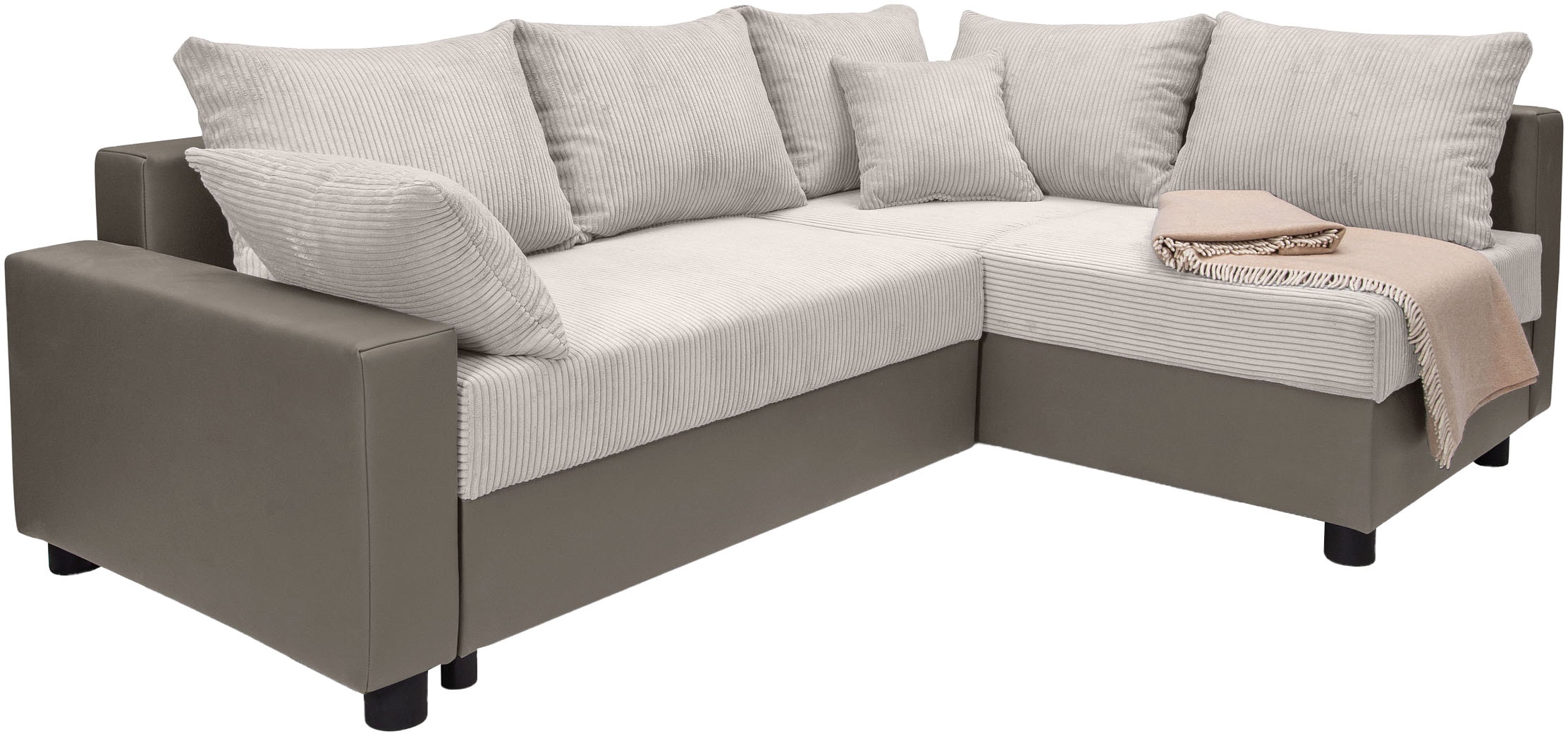 COLLECTION AB Ecksofa »Parma L-Form«, mit Schlaffunktion und Bettkasten, inklusive Kissen, Bonellfederkern