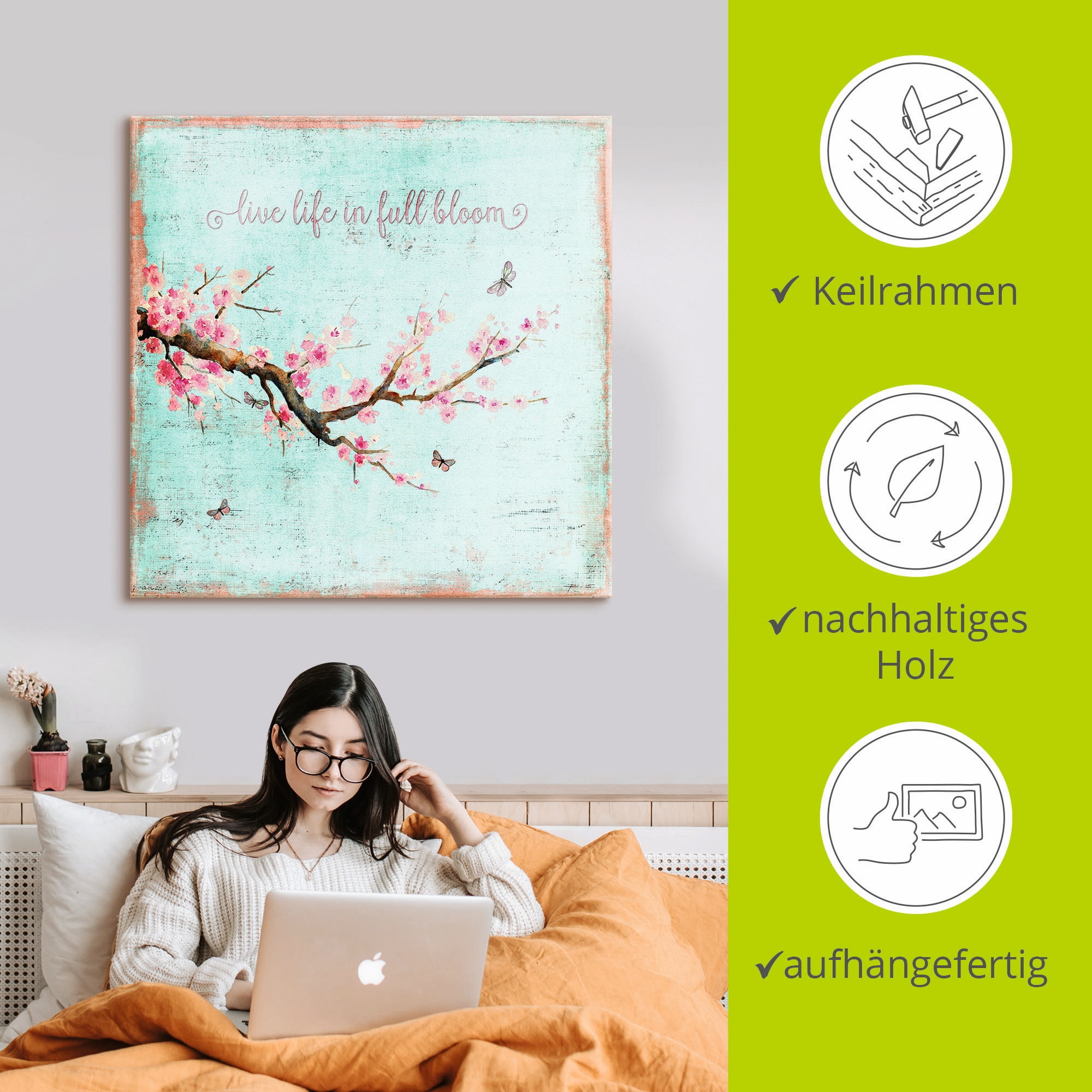 Artland Wandbild »Kirschblüte« Blumen 1 Stk. tlg. als Alubild, Leinwandbild in verschied. Grössen