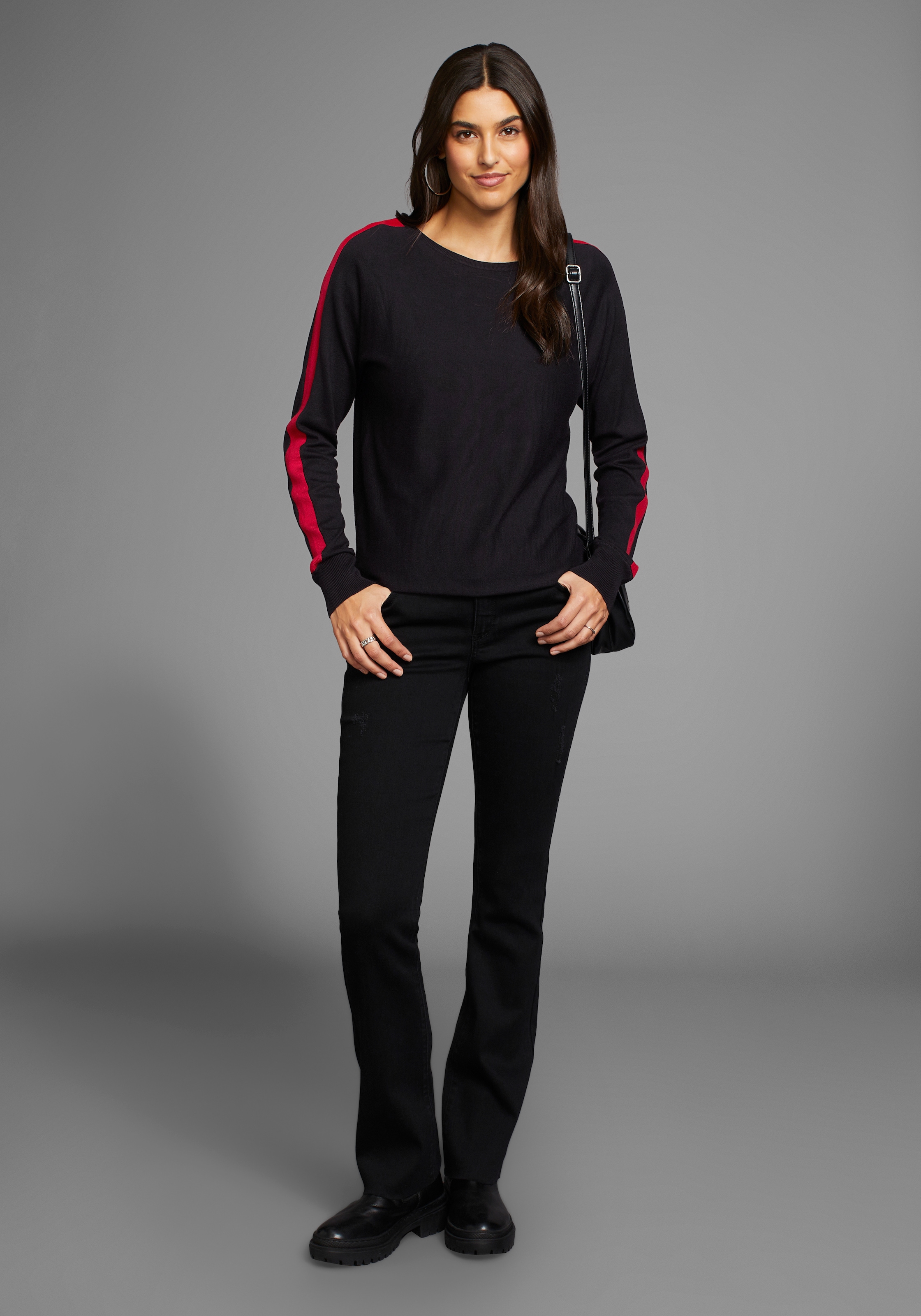 Laura Scott Longpullover, mit farblich abgesetzten Kontraststreifen
