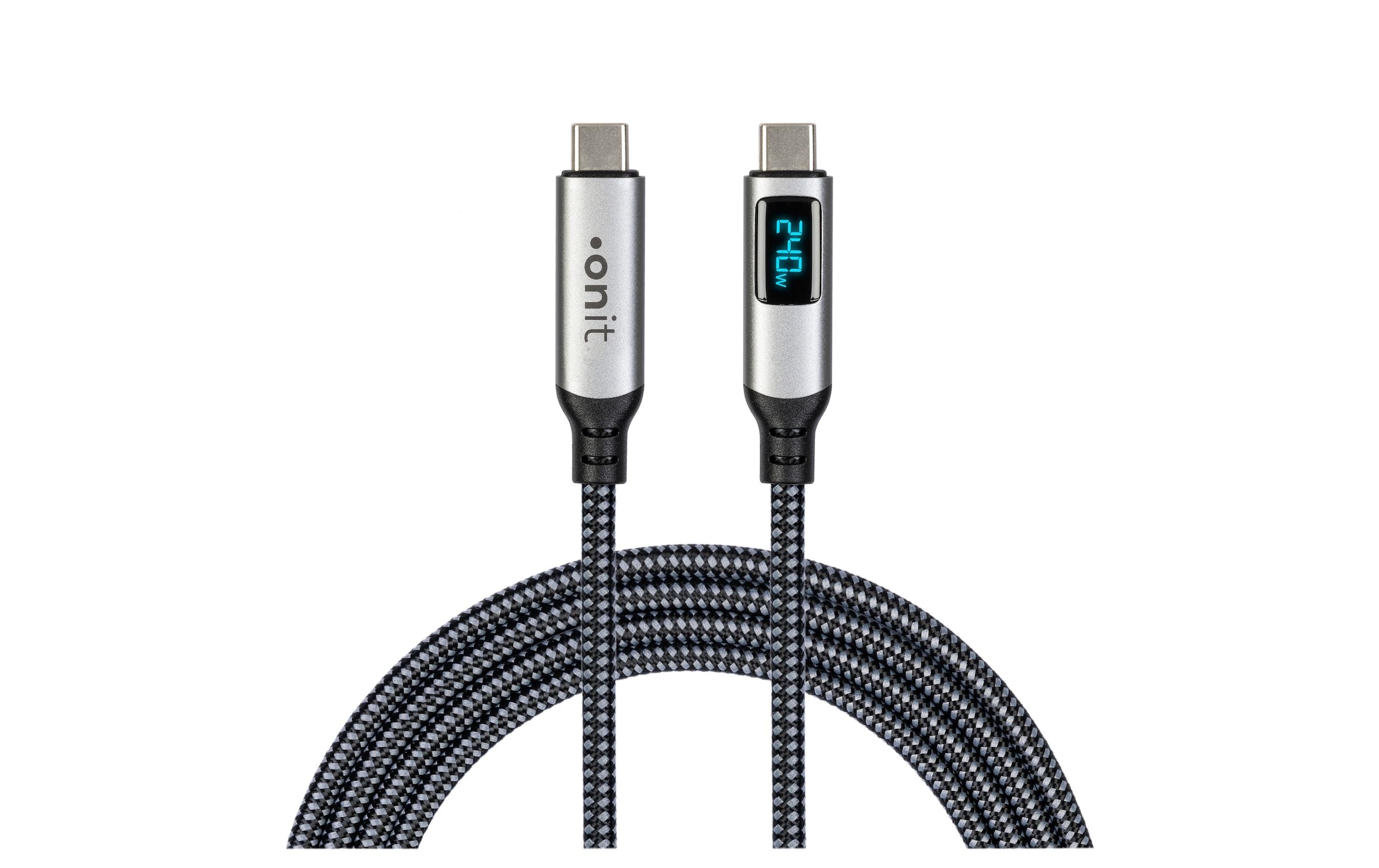 onit USB-Kabel »Premium LED USB C - USB C 1 m, Grau/Schwarz«