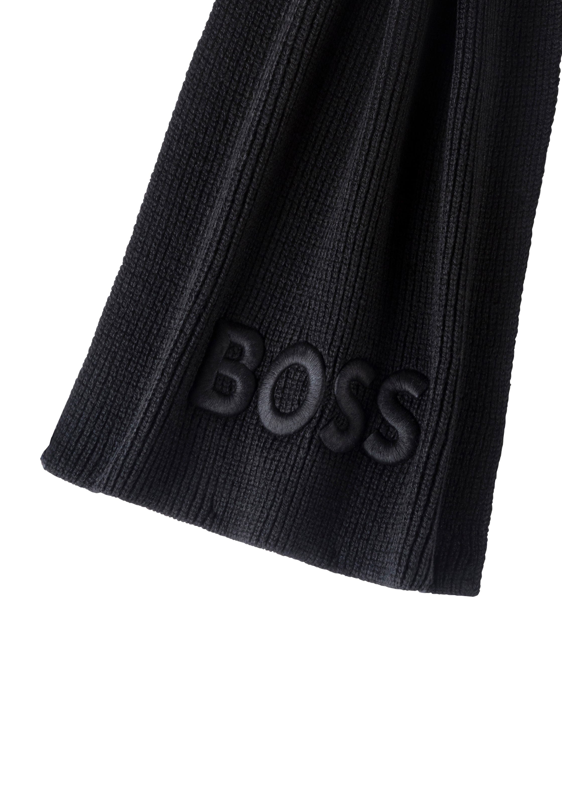 BOSS ORANGE Strickschal »Afox_R_Scarf«, aus Rippenstrick, 3D Logostickerei