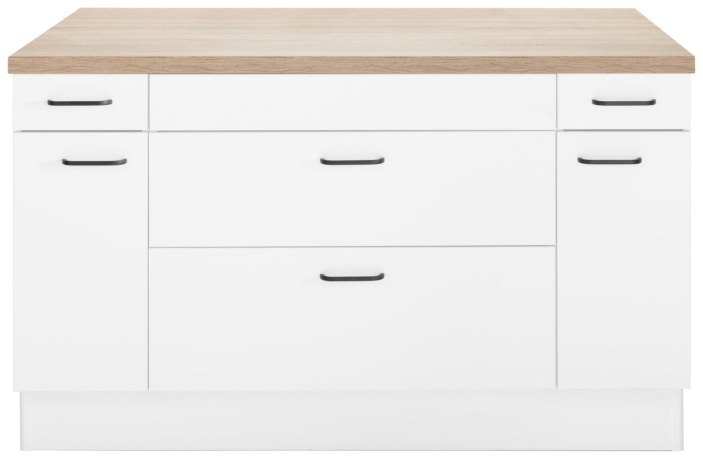 Image of OPTIFIT Kochinsel »Elga«, ohne E-Geräte, mit Soft-Close-Funktion, grossen Vollauszügen, höhenverstellbaren Füssen, Metallgriffen und 38 mm starker Arbeitsplatte, Stellbreite 150 x 95 cm bei Ackermann Versand Schweiz