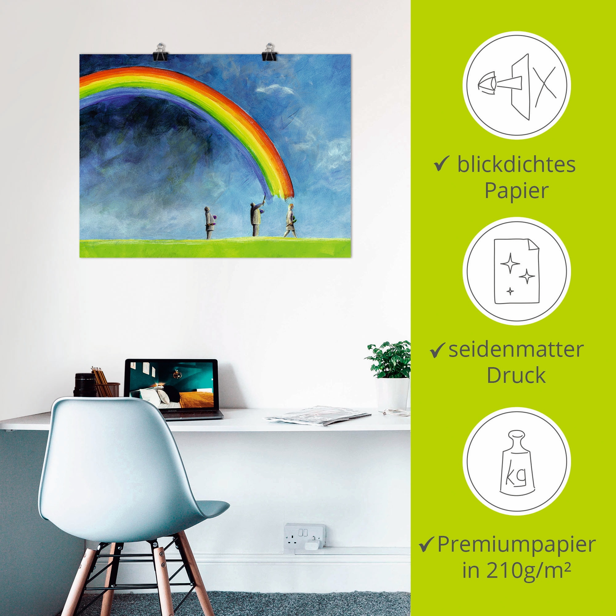 Artland Poster »Regenbogen malen«, Gruppen & Familien, (1 St.), als Leinwandbild, Wandaufkleber oder Poster in versch. Grössen