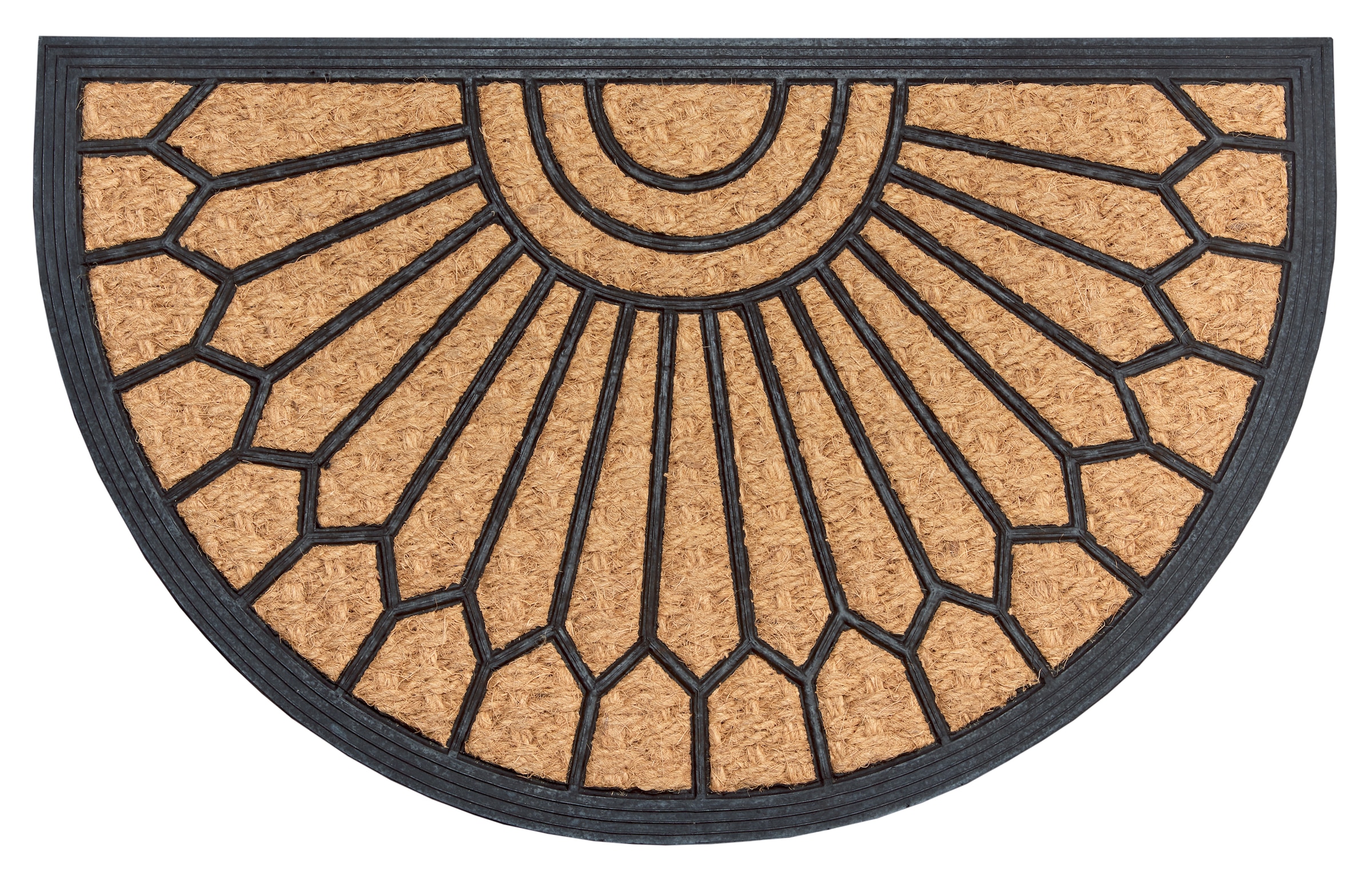 Image of HANSE Home Fussmatte "Mix Mats Gummi-Kokos Halbrund Geometric Ornament, Türmatte" halbrund 15 mm Höhe Kokos, Gummi, Schmutzfangmatte, Outdoor, Rutschfest, Innen, Kokosmatte