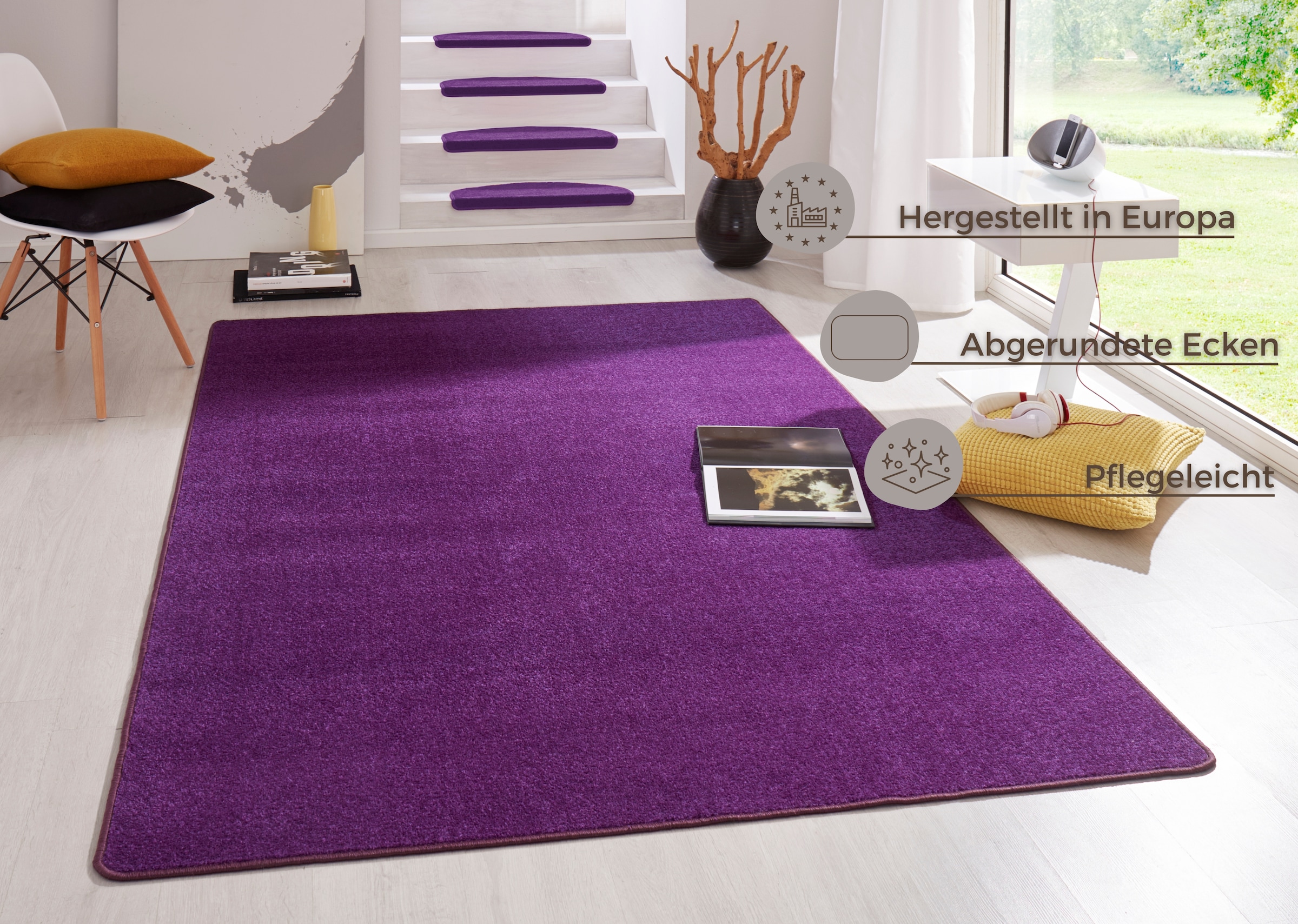 HANSE Home Teppich »Fancy«, rechteckig, Kurzflor, weich, uni, gekettelt, Wohnzimmer, Schlafzimmer, Esszimmer