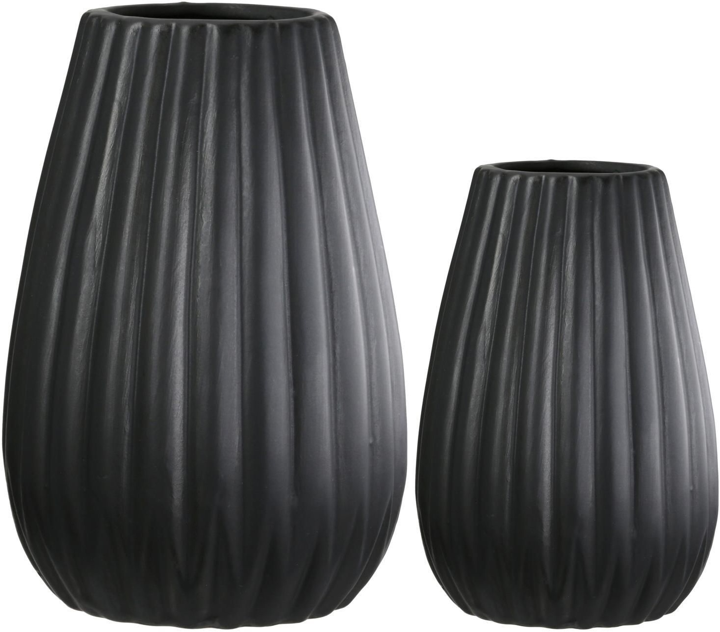 Image of Casablanca by Gilde Tischvase "2tlg. Set Vase Piega schwarz H.17 cm" 2-teiliges Set aus Porzellan, schwarz