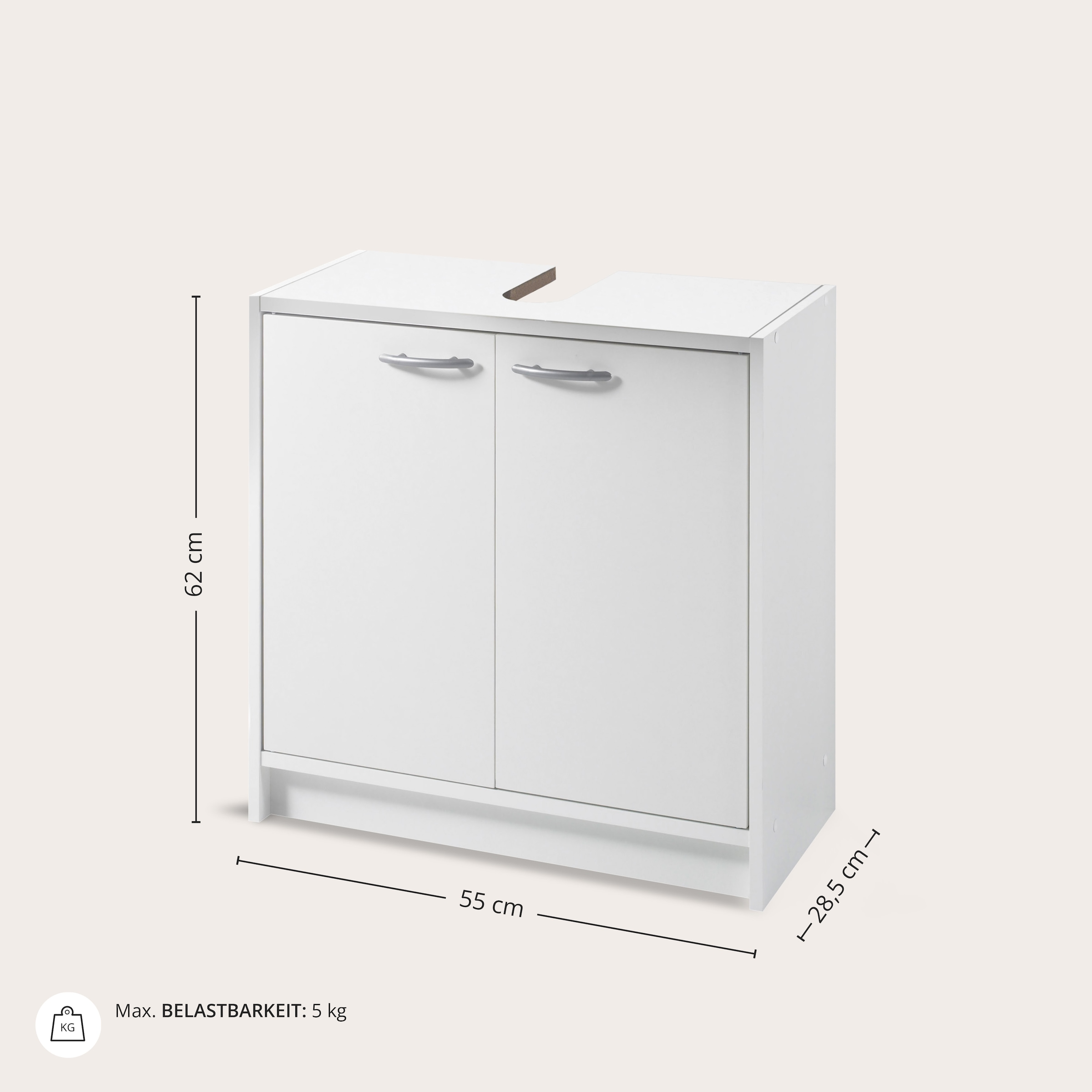 BASIC by Balculina Waschbeckenunterschrank »Smash, Breite 63 cm« 1 Stk. tlg. mit 2 Türen