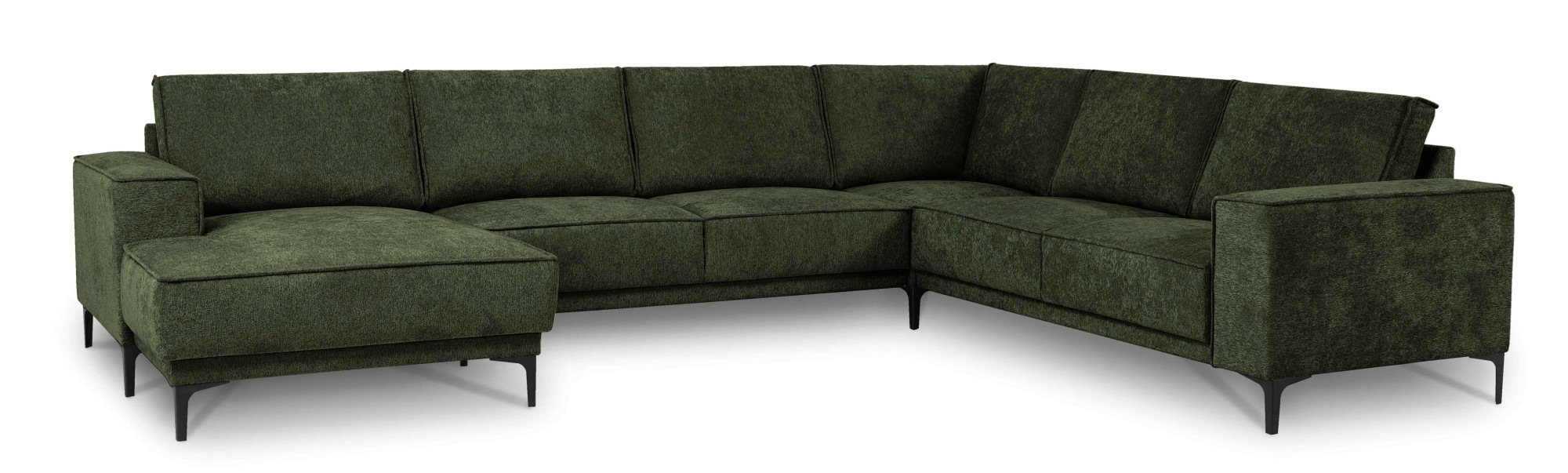 Places of Style Wohnlandschaft »XXL Sofa Oland, Struktur, Flachgewebe, Luxus-Microfaser, Boucle«, U-Form, 342 cm, Wellenunterfederung, Skandi-Design, Metallfüsse
