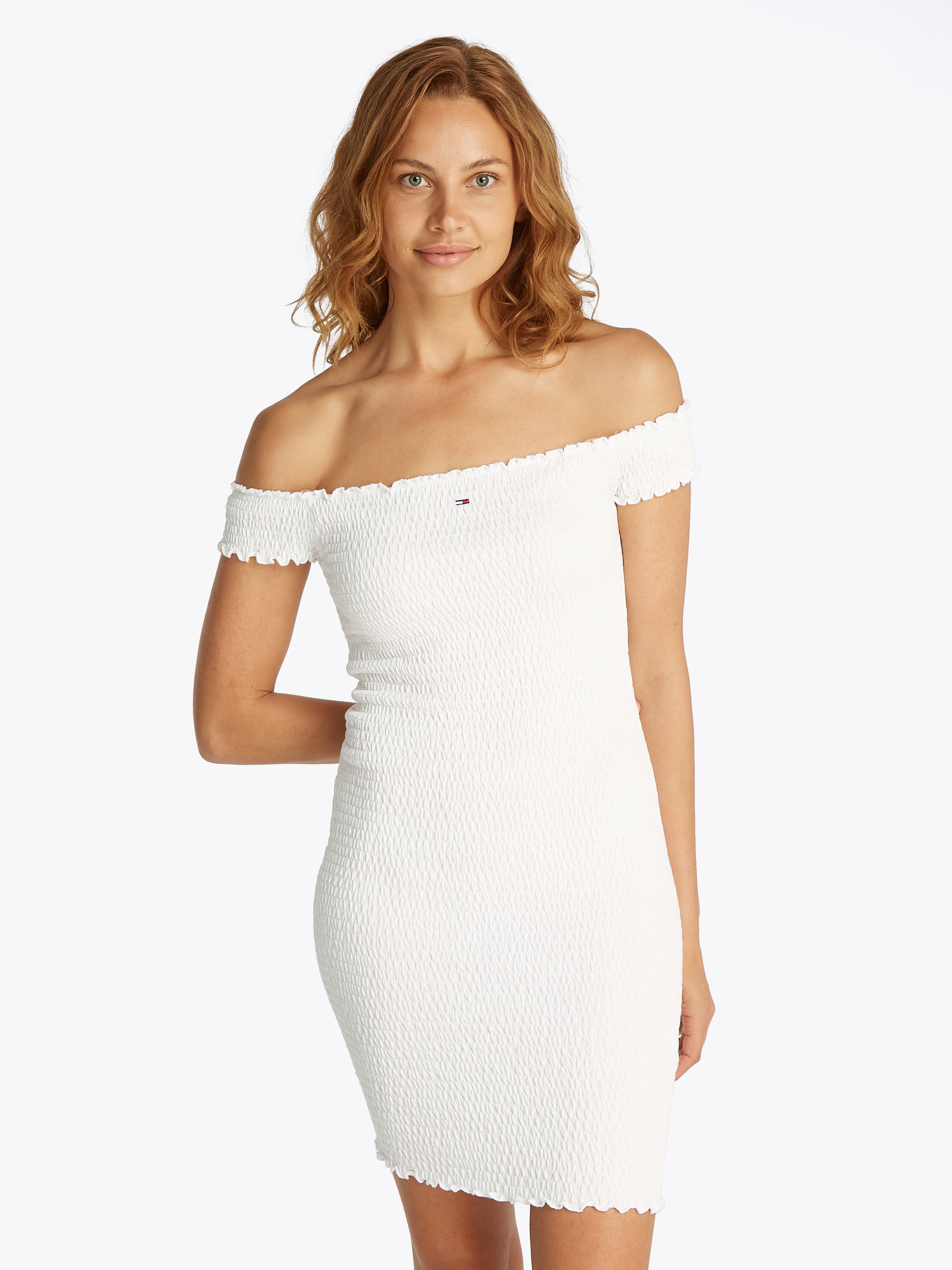 Image of Tommy Jeans Jerseykleid "TJW SMOCK BODYCON DRESS" in Smok-Optik