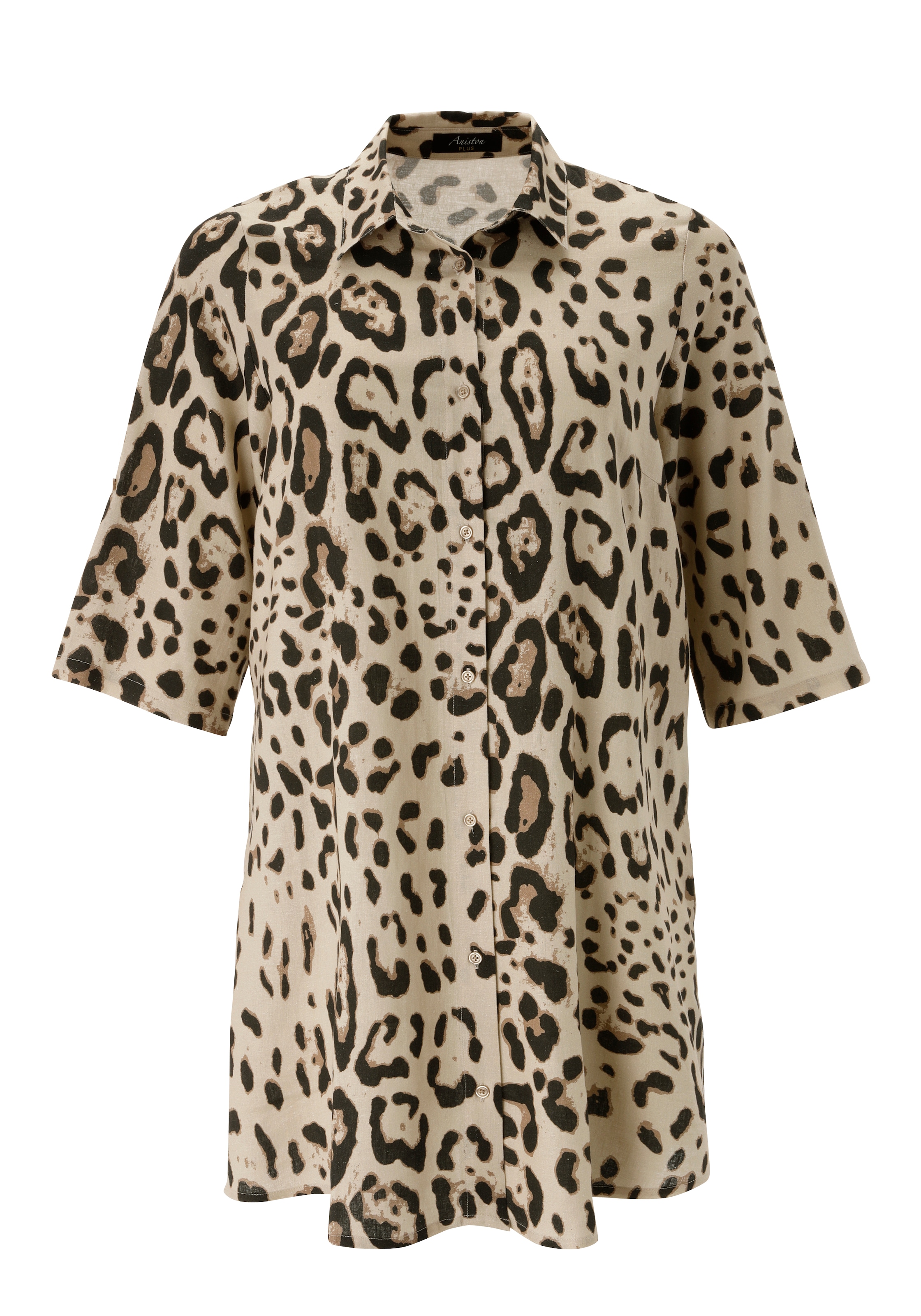 Aniston PLUS Hemdblusenkleid Eingrifftaschen aus schöner Leinen-Viskose-Qualität - NEUE KOLLEKTION