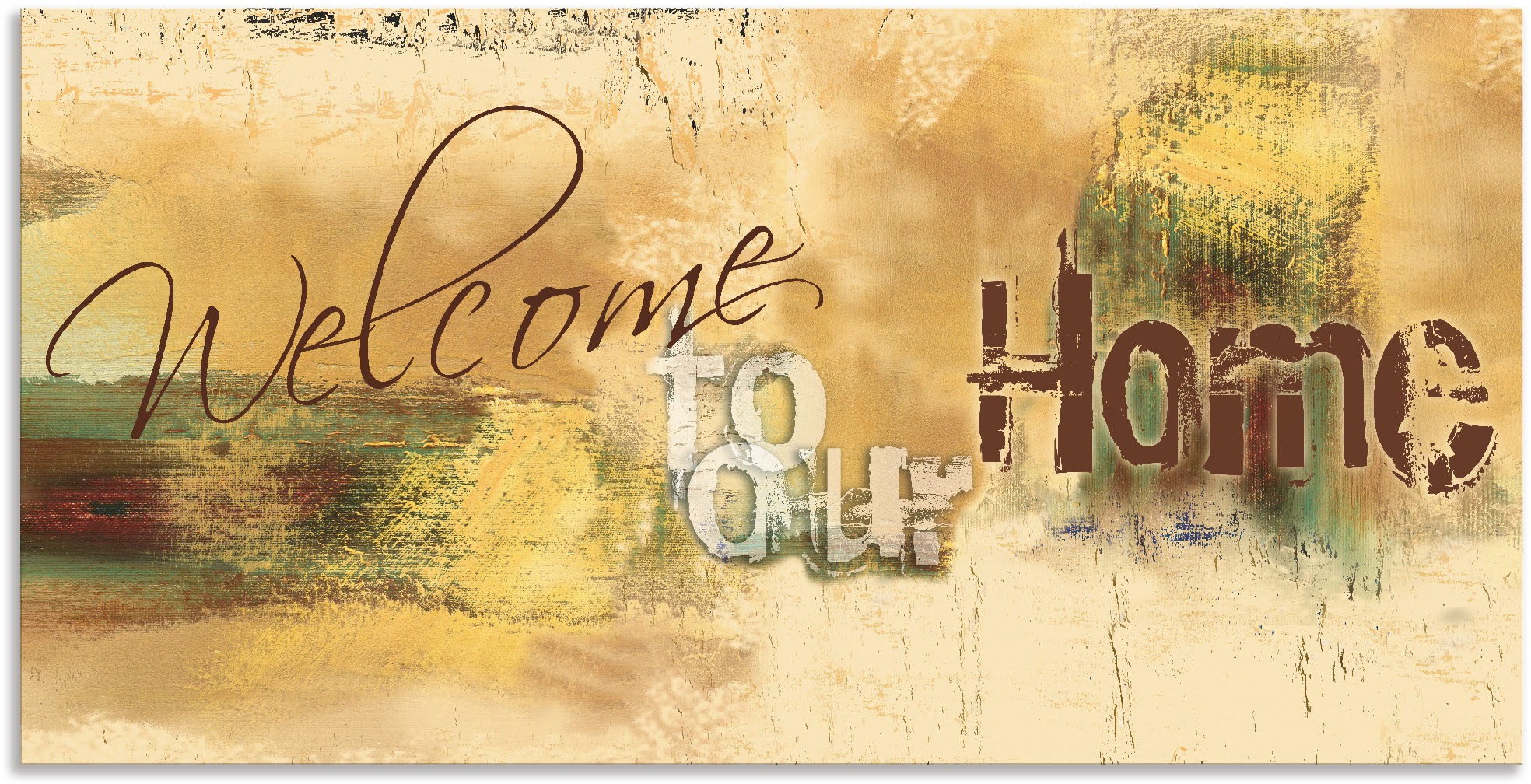 Image of Artland Wandbild »Willkommen in unserem Zuhause«, Sprüche & Texte, (1 St.), in vielen Grössen & Produktarten - Alubild / Outdoorbild für den Aussenbereich, Leinwandbild, Poster, Wandaufkleber / Wandtattoo auch für Badezimmer geeignet bei Ackermann Versand