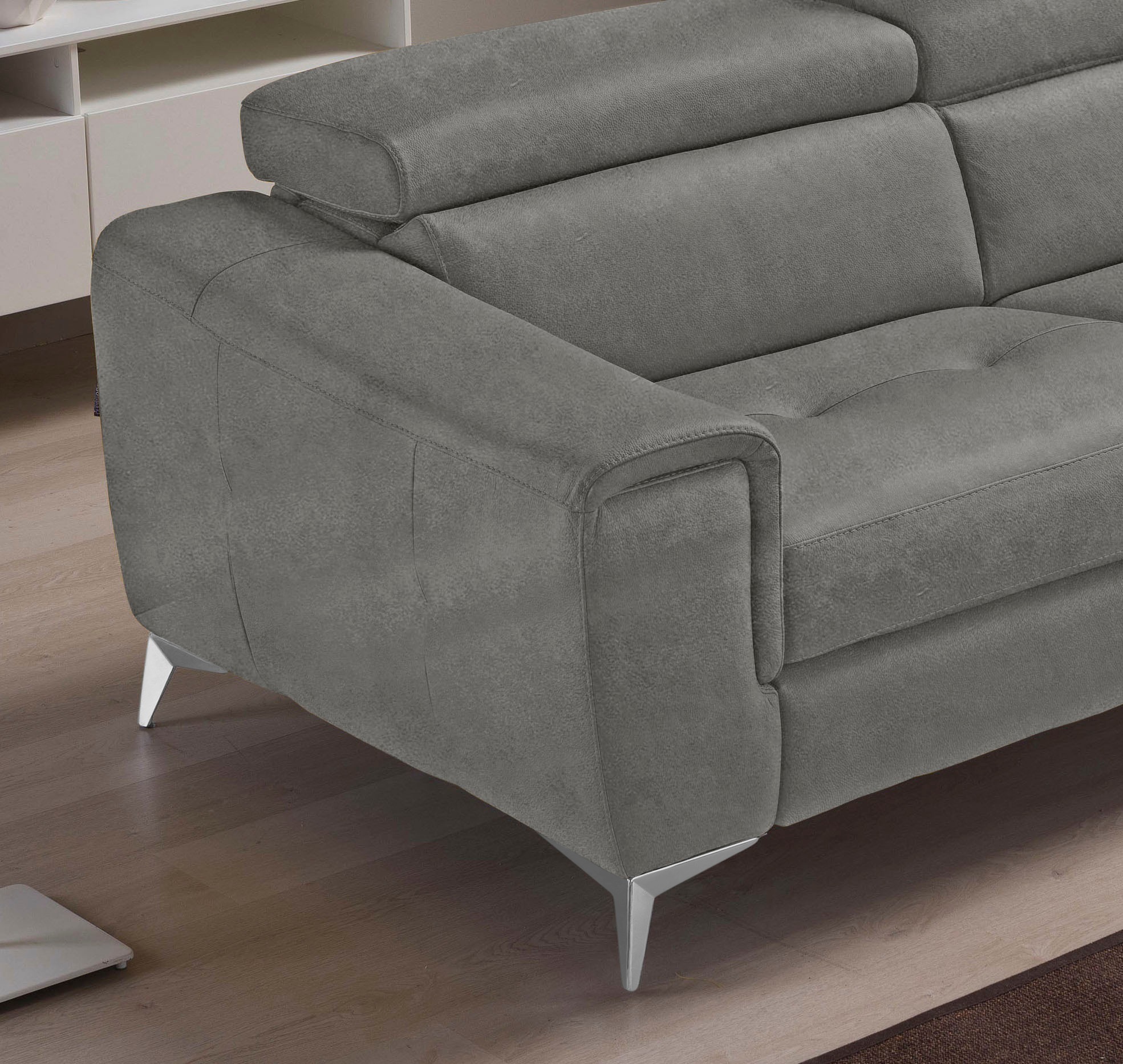 Egoitaliano 2,5-Sitzer »Francine, Designsofa, Loungesofa, Breite 213 cm, Fussfarbe chrom«, Designfuss, Luxus-Microfaser BLUSH, plum
