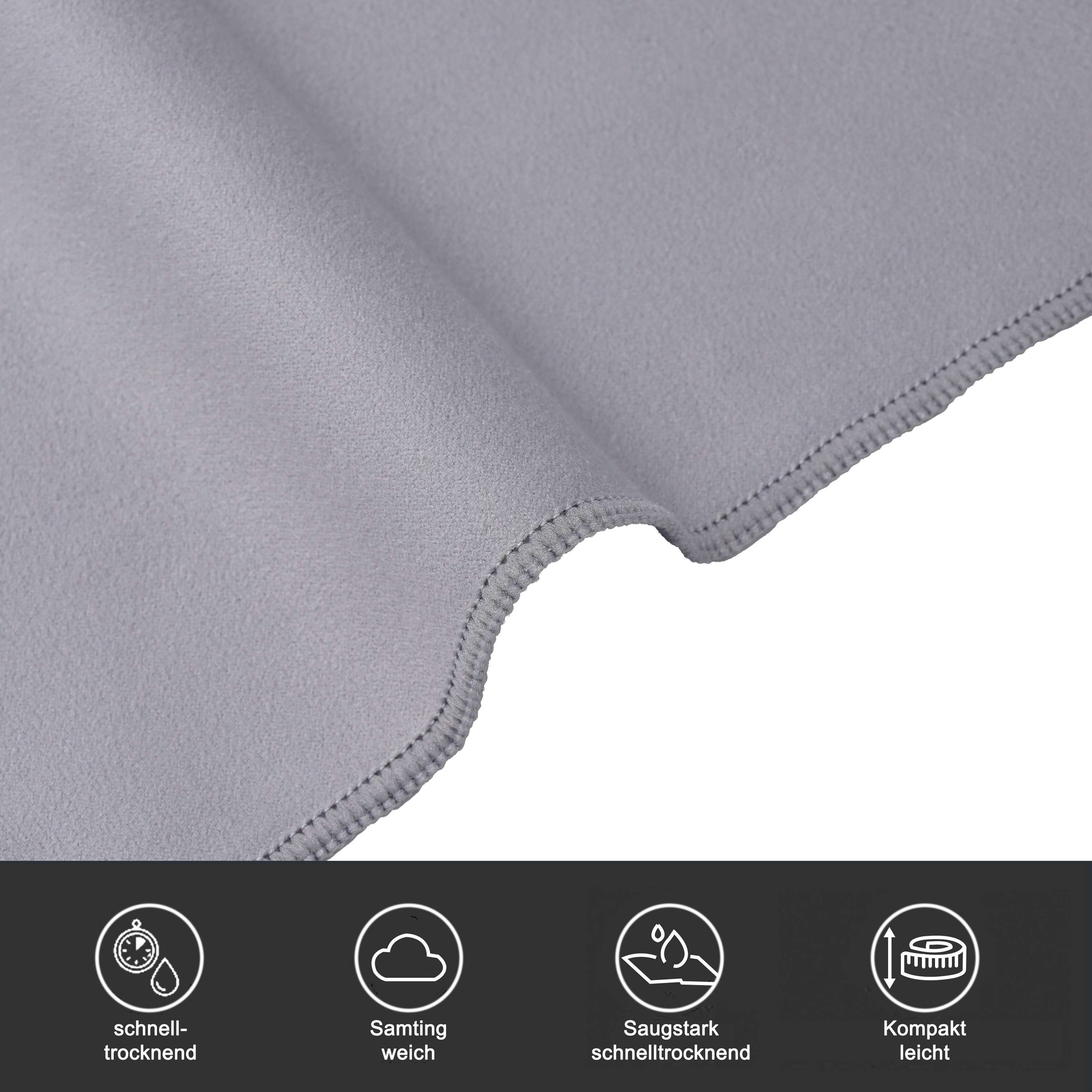 GOODproduct Handtücher »Leoa, diverse Grössen, Sporthandtuch, Reisehandtuch, Strandtuch« sehr leicht, kompakt, schnelltrocknend, Mikrofaser mit Kontrastnaht