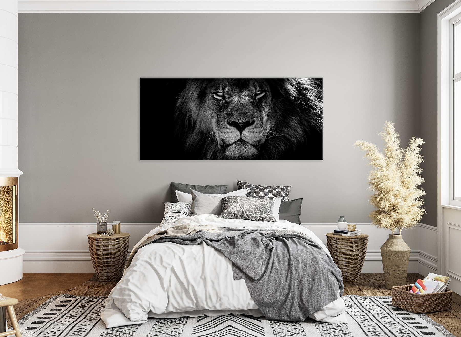 Bönninghoff Leinwandbild »Wandbild LÖWENKOPF XXL 90x200 cm – Leinwandbild Keilrahmen Deko modern« Löwe | Löwen | Wildtiere 1 Stk. tlg. auf Keilrahmen gespannt