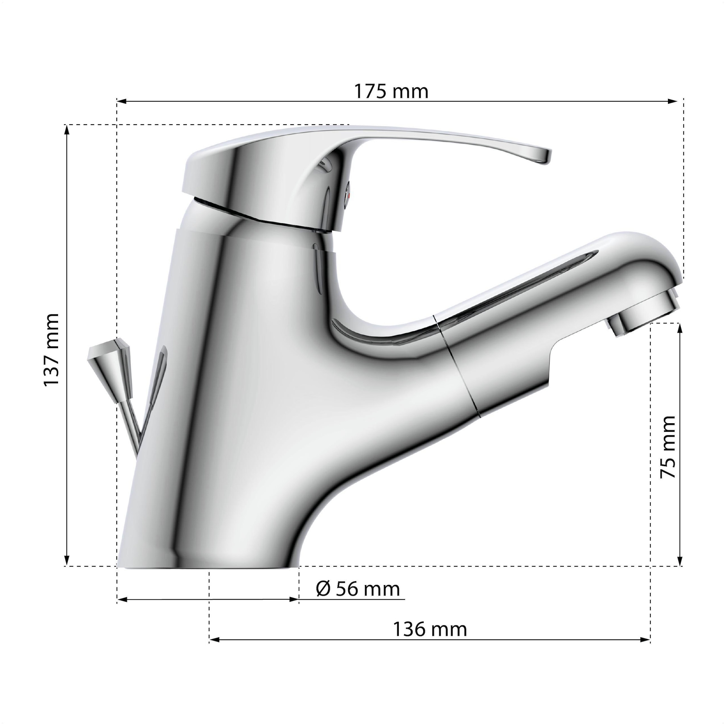 Eisl Robinetterie de salle de bain »VICO« avec barre de traction, robinet avec garniture d'écoulement, mitigeur, chromé