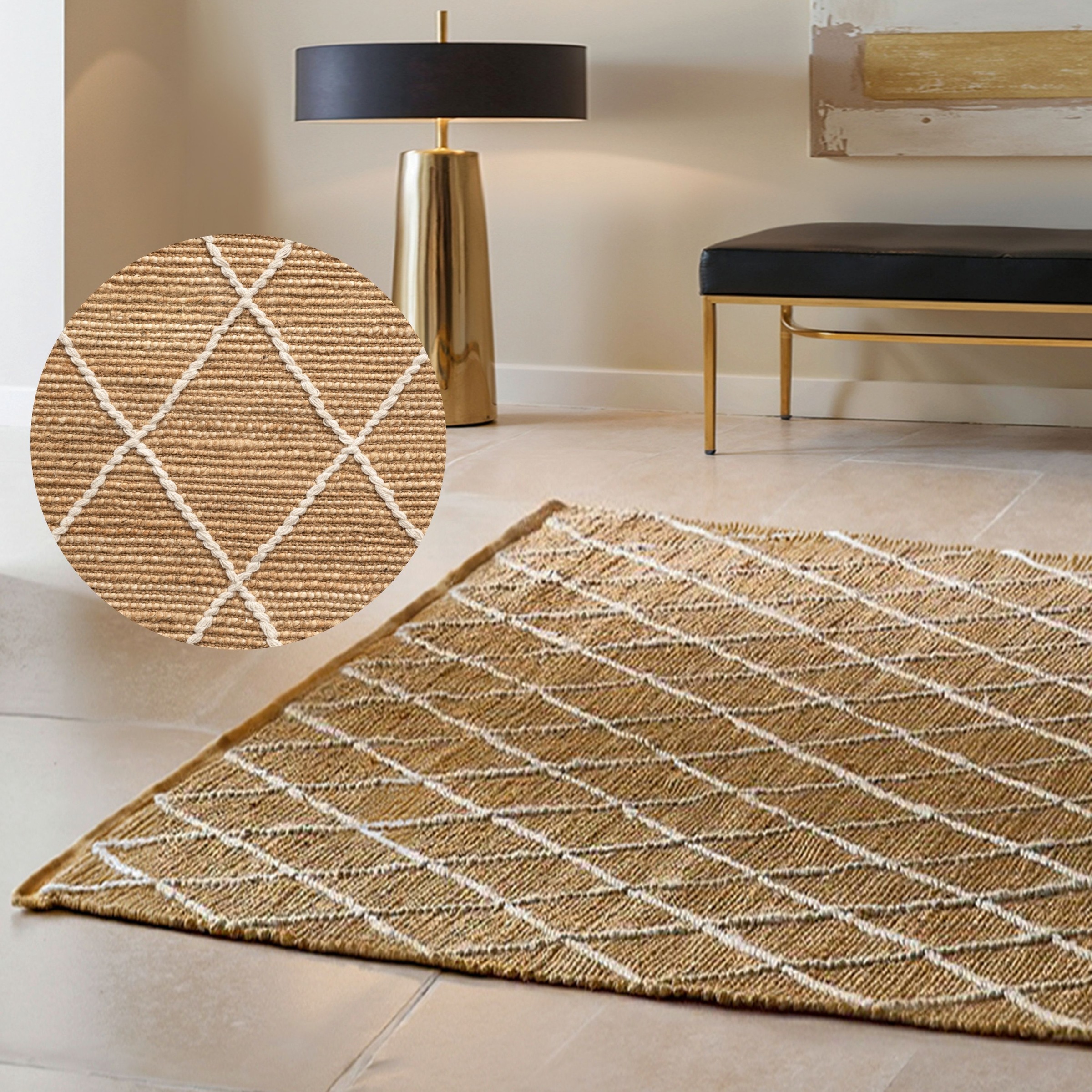 Image of HANSE Home Teppich "Kunu Juteteppich" rechteckig 10 mm Höhe Naturfasern, Jute mit Baumwolle, Wohnzimmer, Diele, Flur, Boho, Skandi