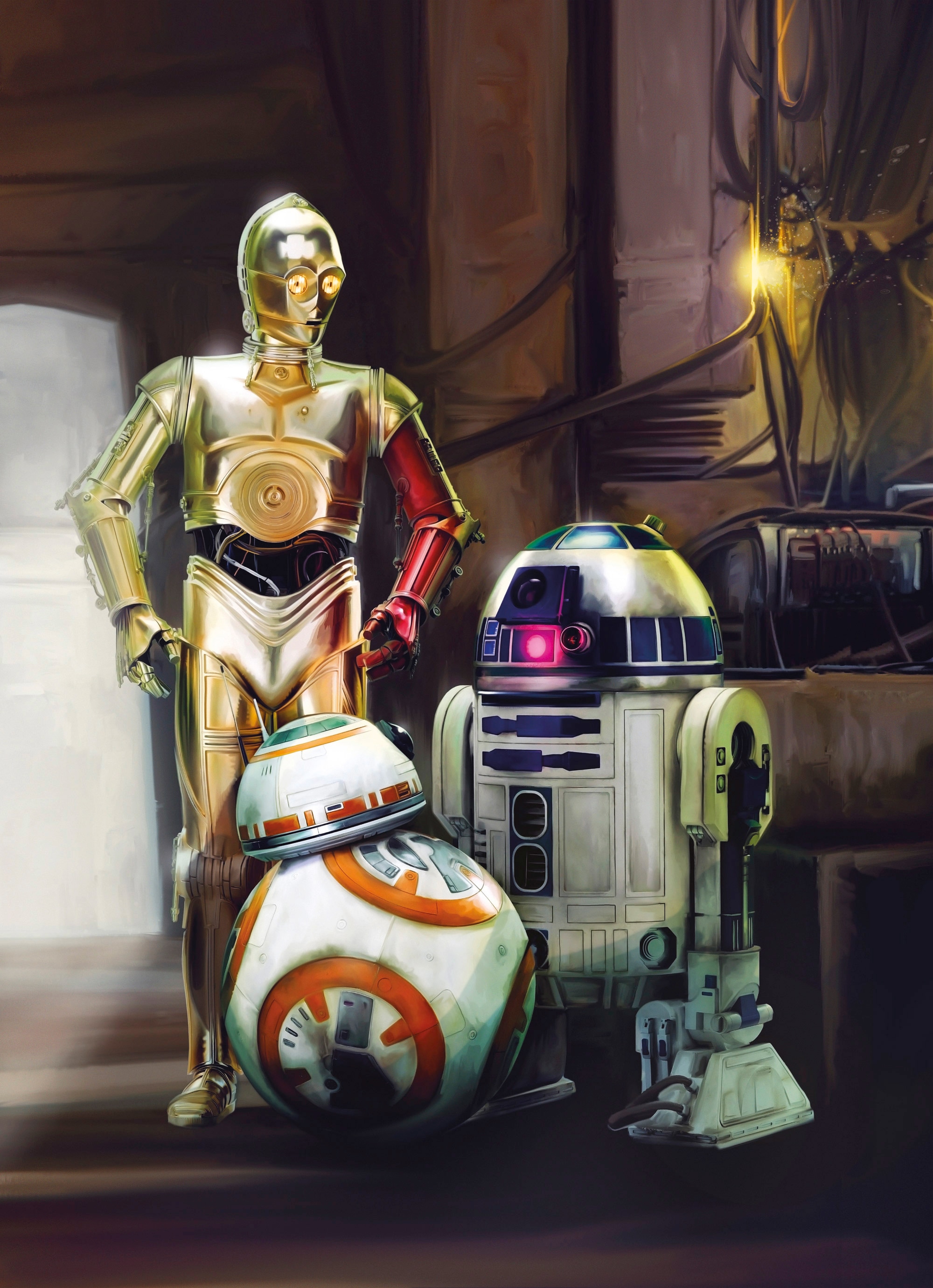 Image of Komar Fototapete "STAR WARS Three Droids - Grösse 184 x 254 cm" bedruckt glatt Kinderzimmer