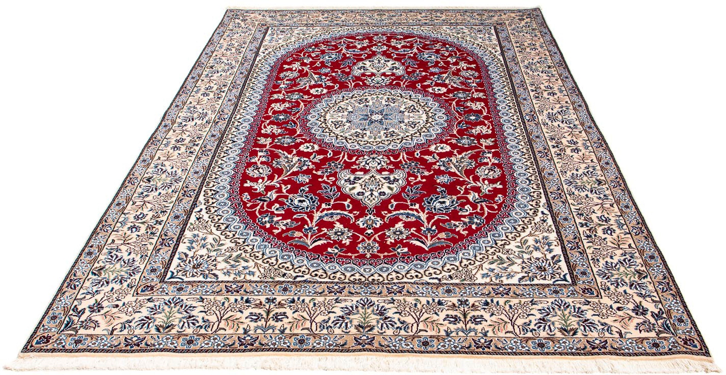 Image of morgenland Orientteppich »Perser - Nain - Royal - 240 x 165 cm - dunkelrot«, rechteckig, 10 mm Höhe, Wohnzimmer, Handgeknüpft, Einzelstück mit Zertifikat bei Ackermann Versand Schweiz