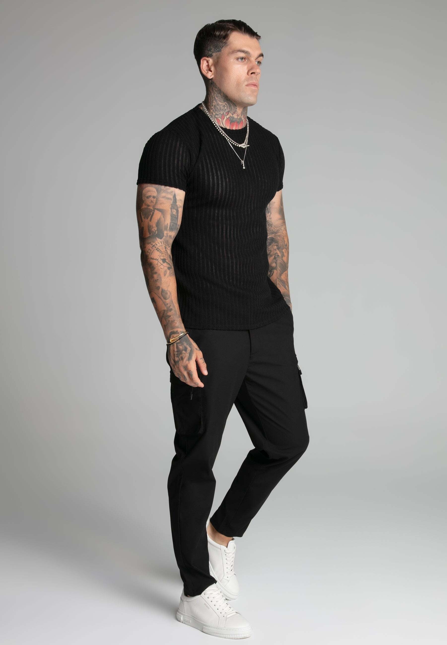 Siksilk T-Shirt »Siksilk T-Shirt Textured Muscle Fit T-Shirt«