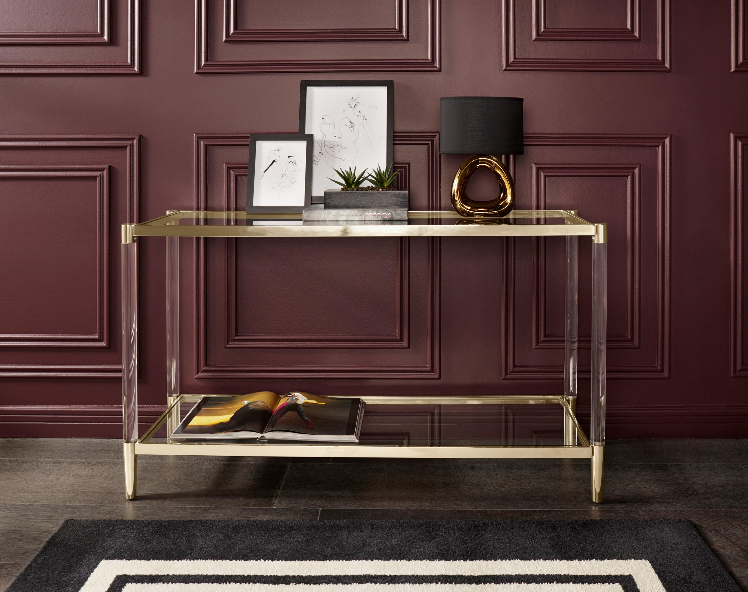 Image of Leonique Beistelltisch »Ceadda«, Konsolentisch mit Glasbeinen und einer Glastischplatte, Breite 130 cm bei Ackermann Versand Schweiz