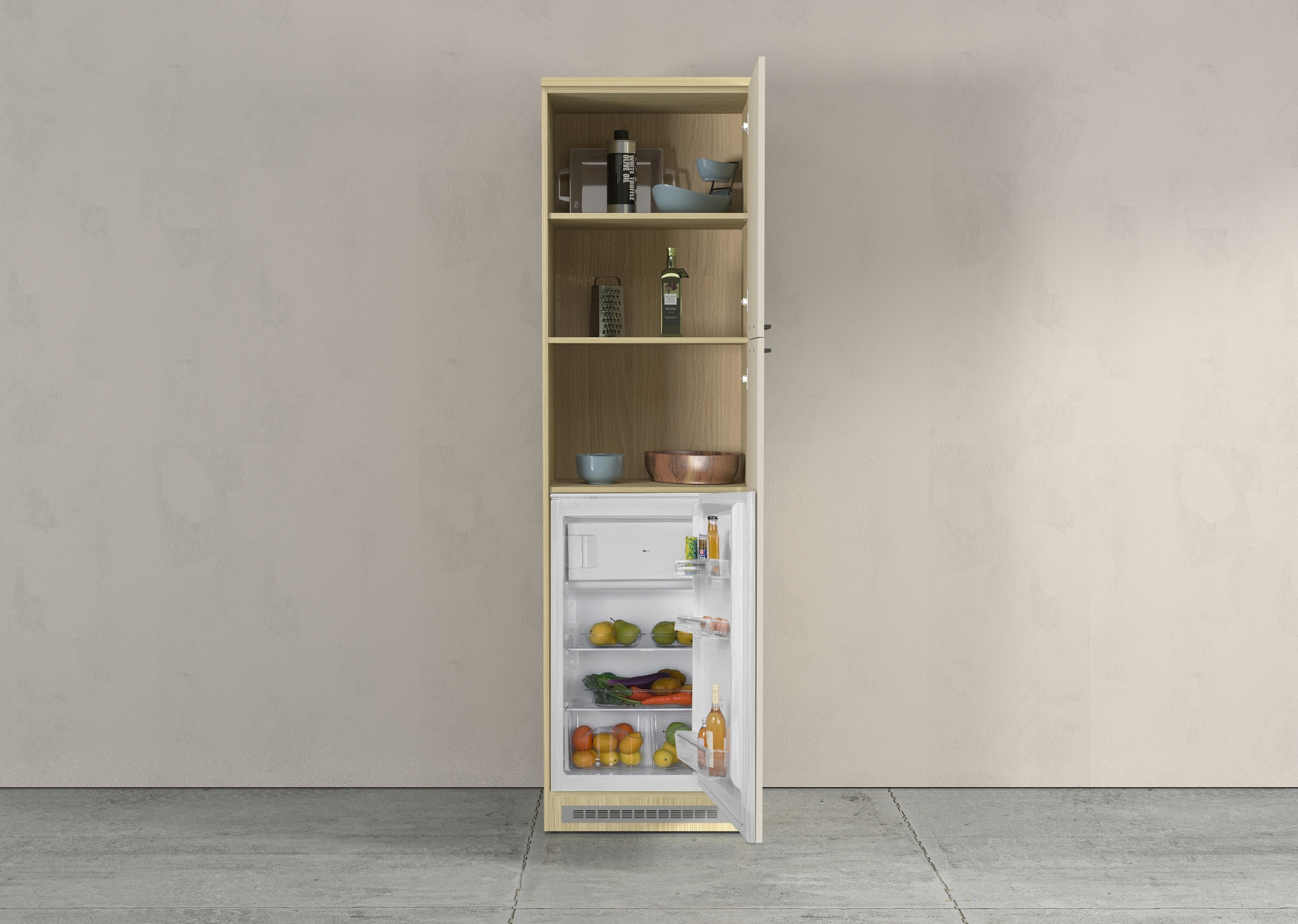 KOCHSTATION Kühlumbauschrank »Luna, Kühlschrank-Umbau, Einbauschrank für Kühlschrank, Made in Italy« B/T/H: 60×60×214,5 cm, für zwei Kühlschrankhöhen vorbereitet