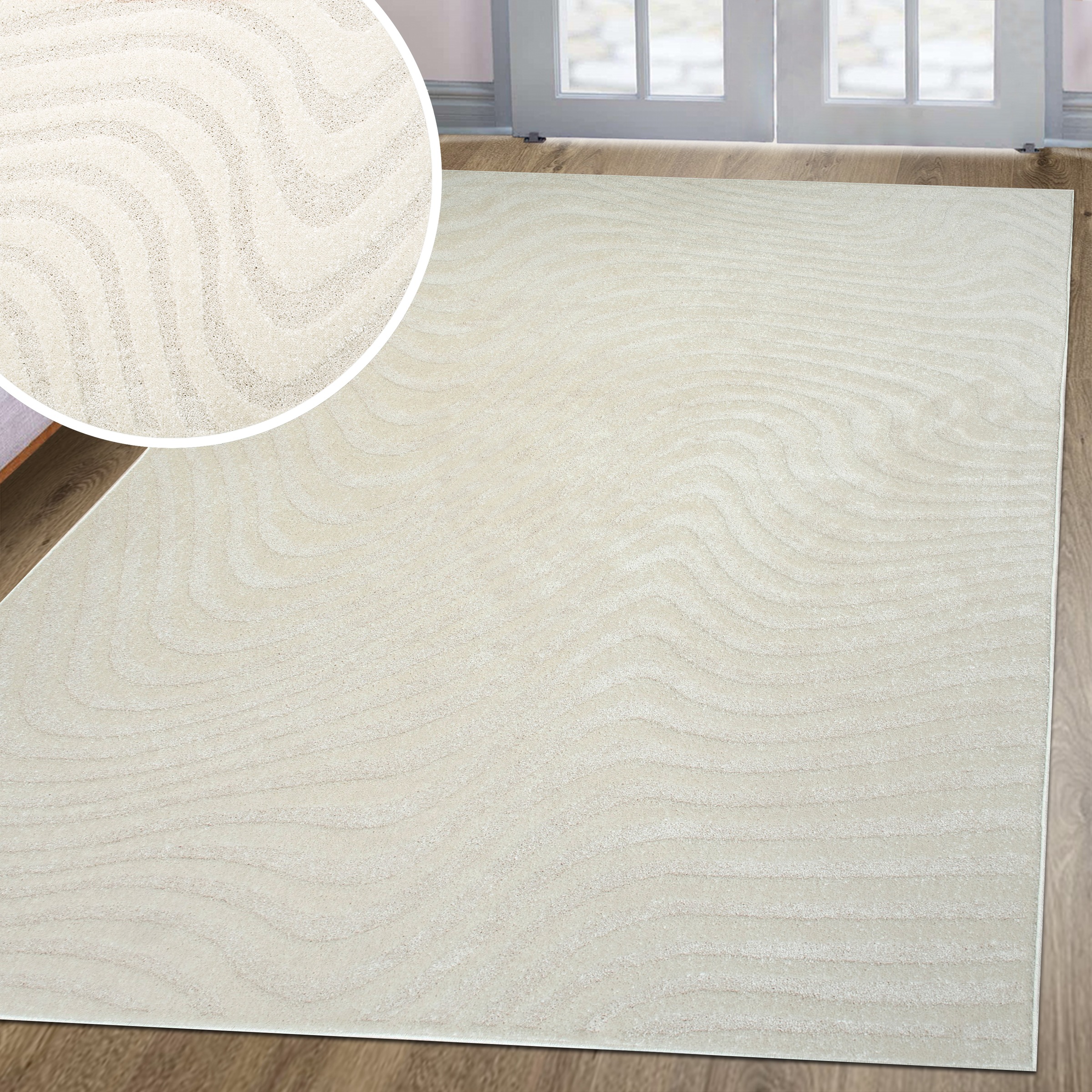 Image of GOODproduct Teppich "Vibek, Wellen-Design in Hoch-Tief-Struktur" rechteckig 9 mm Höhe 3D-Effekt, softer Kurzflor, pflegeleicht, Scandi-Look