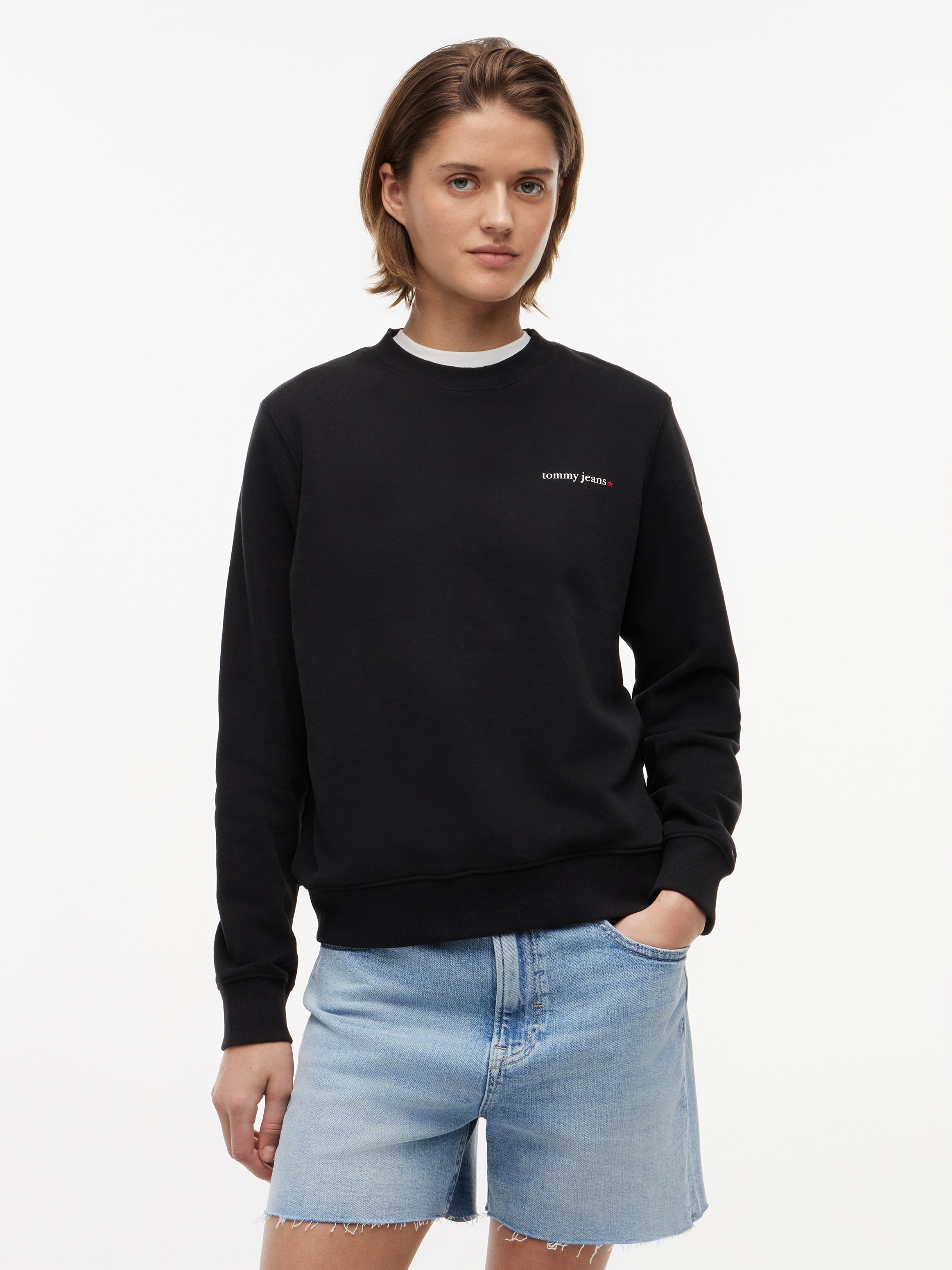 Image of Tommy Jeans Sweatshirt "TJW REG ESS LOGO 1 CREW EXT", Baumwolle, Logodruck