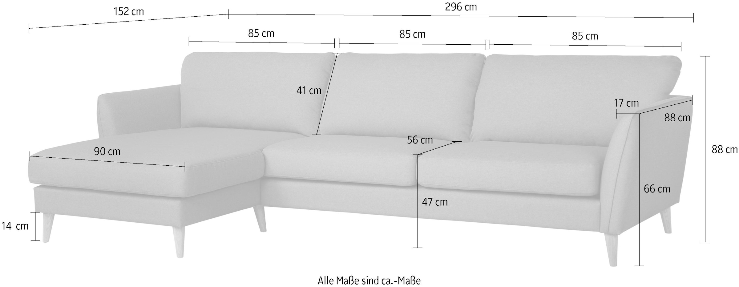 Home affaire Ecksofa »Meersburg, L-Form,«, mit Holzfüssen