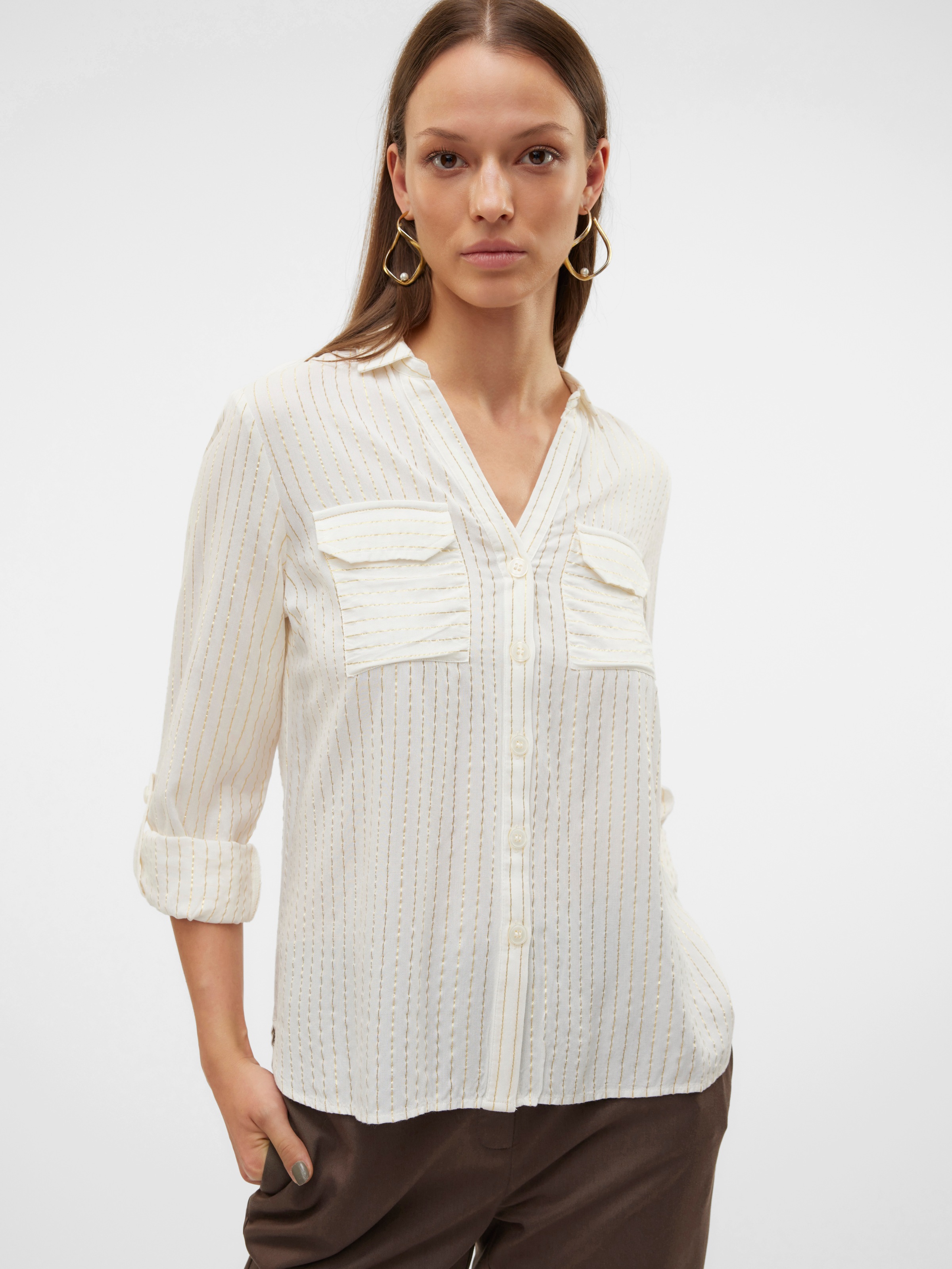 Vero Moda Hemdbluse »VMBUMPY LS GLITTER SHIRT WVN GA NOOS«, mit Glitzereffekt