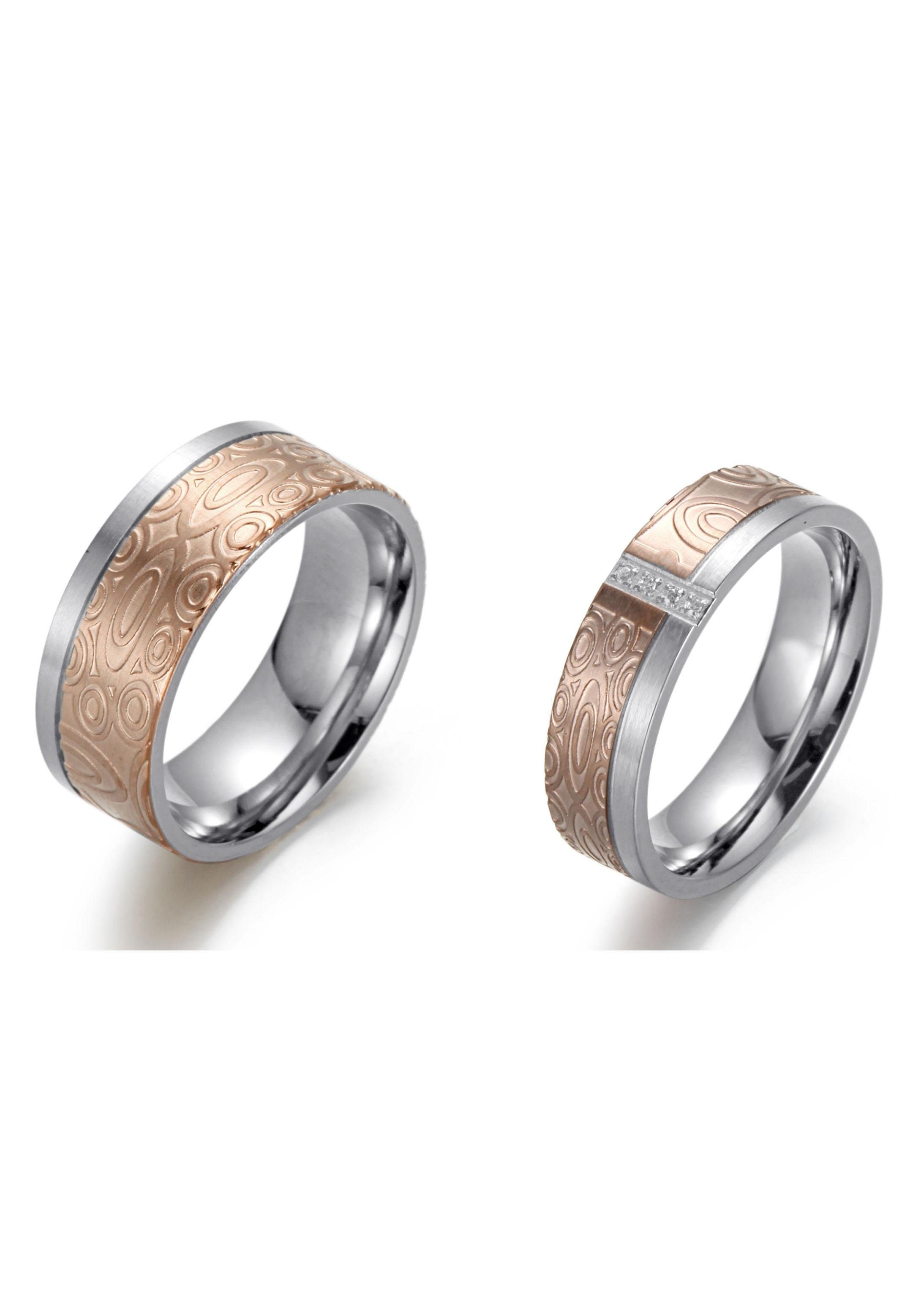 Image of Firetti Trauring »6,0 mm, 8,0 mm, bicolor, teilweise IP-beschichtet, roségoldfarben, glänzend, matt, strukturiert«, wahlweise mit oder ohne Zirkonia bei Ackermann Versand Schweiz