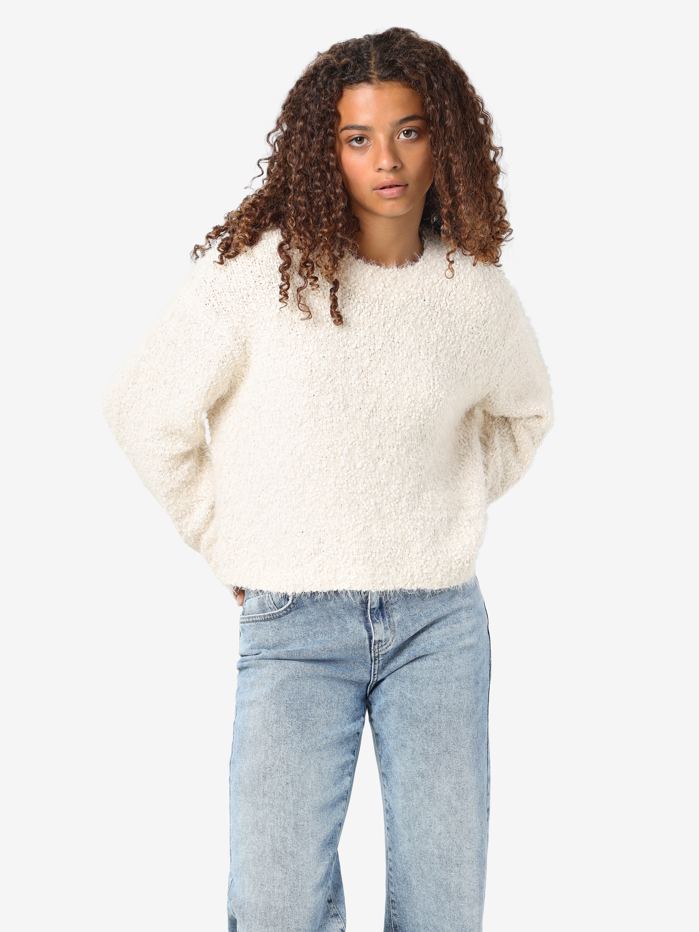 Image of Noisy may Rundhalspullover "NMSASSY L/S O-NECK KNIT NOOS" Materialmix, relaxed fit
