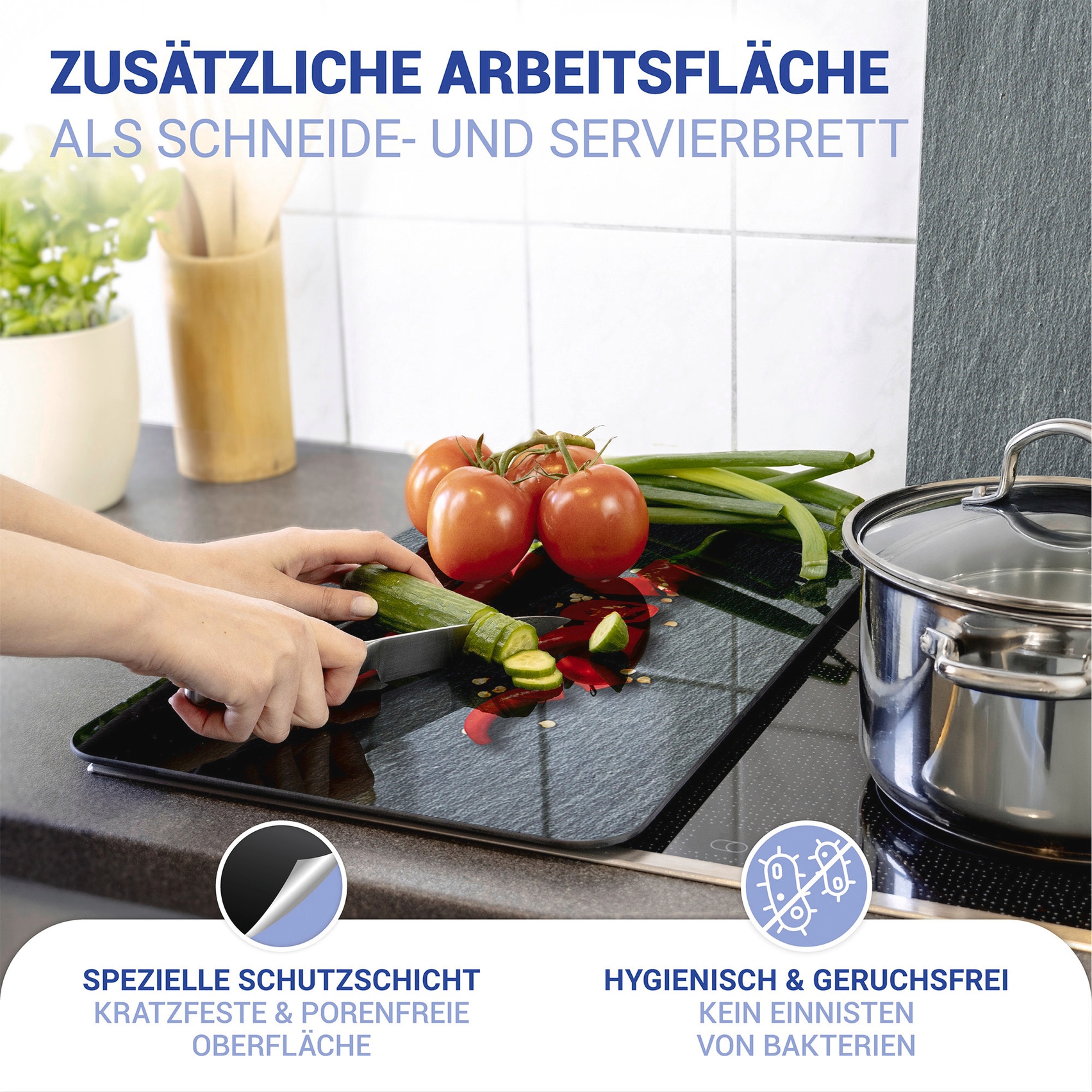 WENKO Herd-Abdeckplatte »Universal Modell Cayenne«, (Set, 2 tlg.), Herdabdeckung für alle Herdarten, kratzfest, mit rutschfesten Füssen
