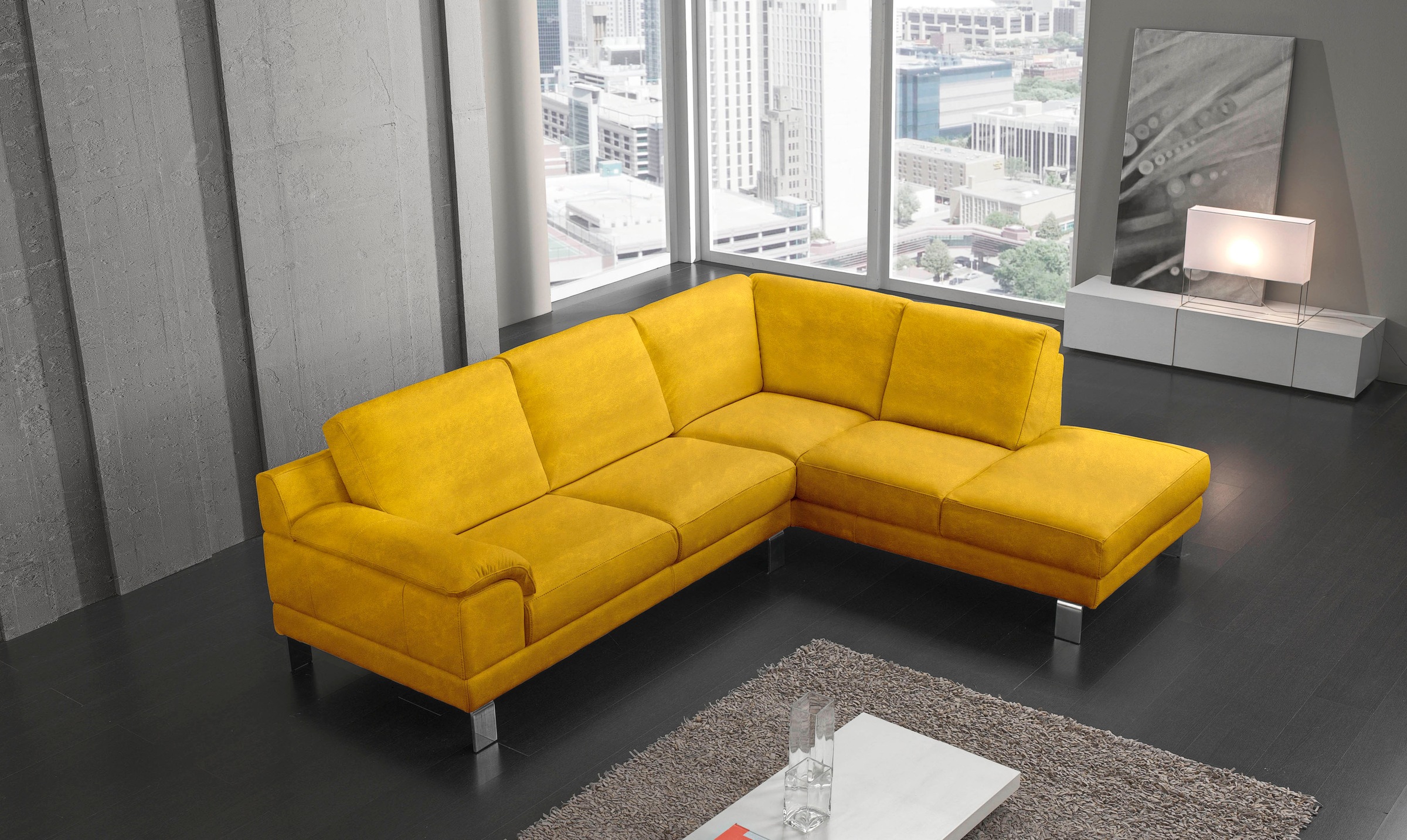 Egoitaliano Canapé d'angle »Shakira, Design und Sitzkomfort auf hohem Niveau, tolle Details« mit Ottomane, L-Form, elegante Metallfüsse