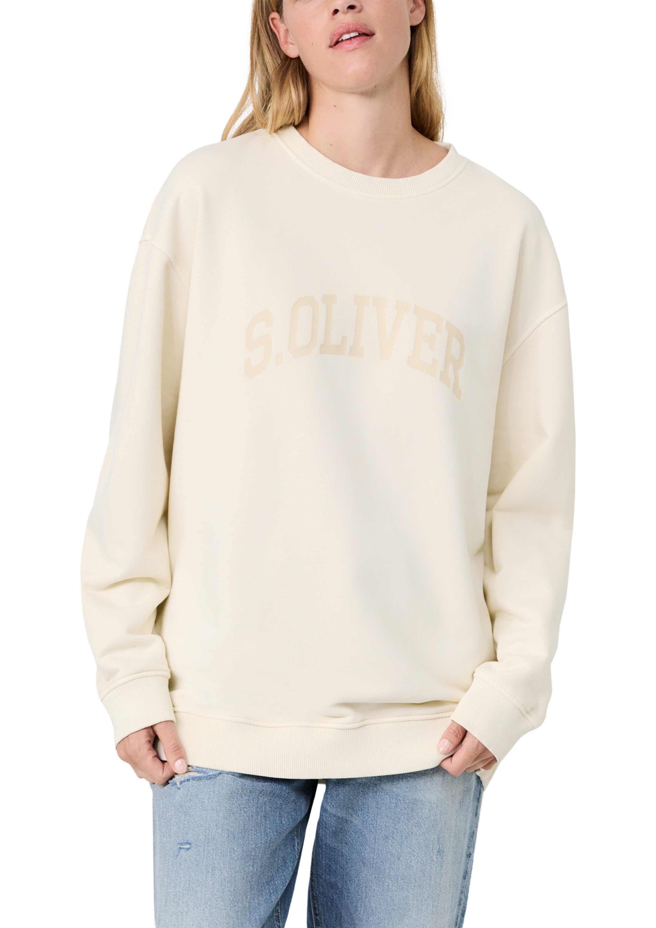 Image of s.Oliver Sweater "s.Oliver X Heidi Klum Logo Sweater Uni", mit Logo-Print
