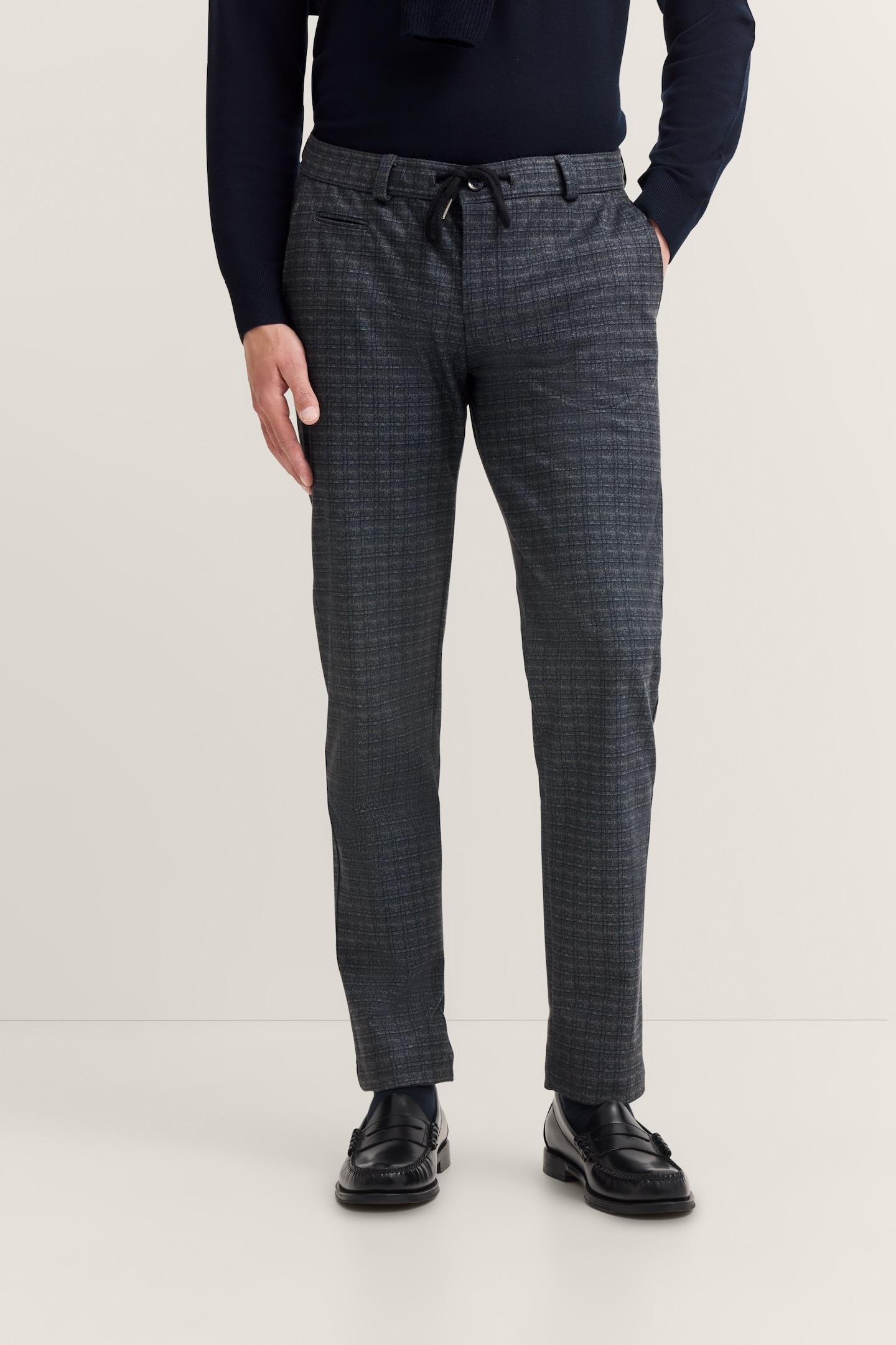 Image of bugatti Chinohose "Slim Fit" Glencheck mit Stretch & Kordelzug
