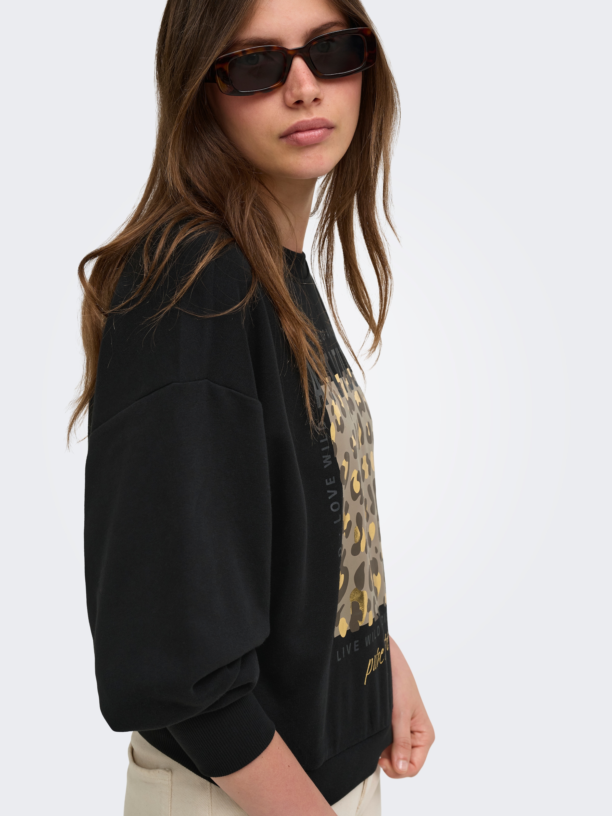 ONLY Sweatshirt »ONLBROOKY L/S PRINT UB CS SWT«, Baumwollmischung, regular fit
