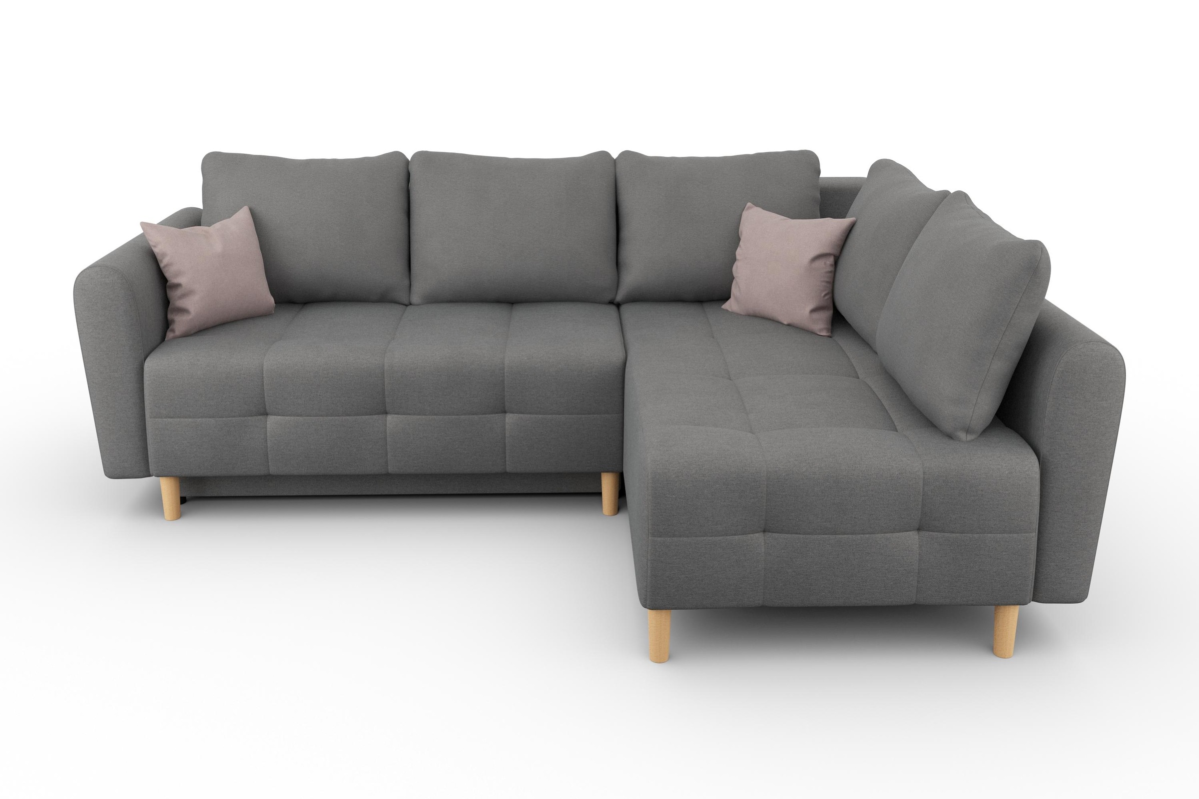 Home affaire Ecksofa »Nordic L-Form«, mit Bettfunktion und Bettkasten, Steppung, Federkern, 2 Zierkissen