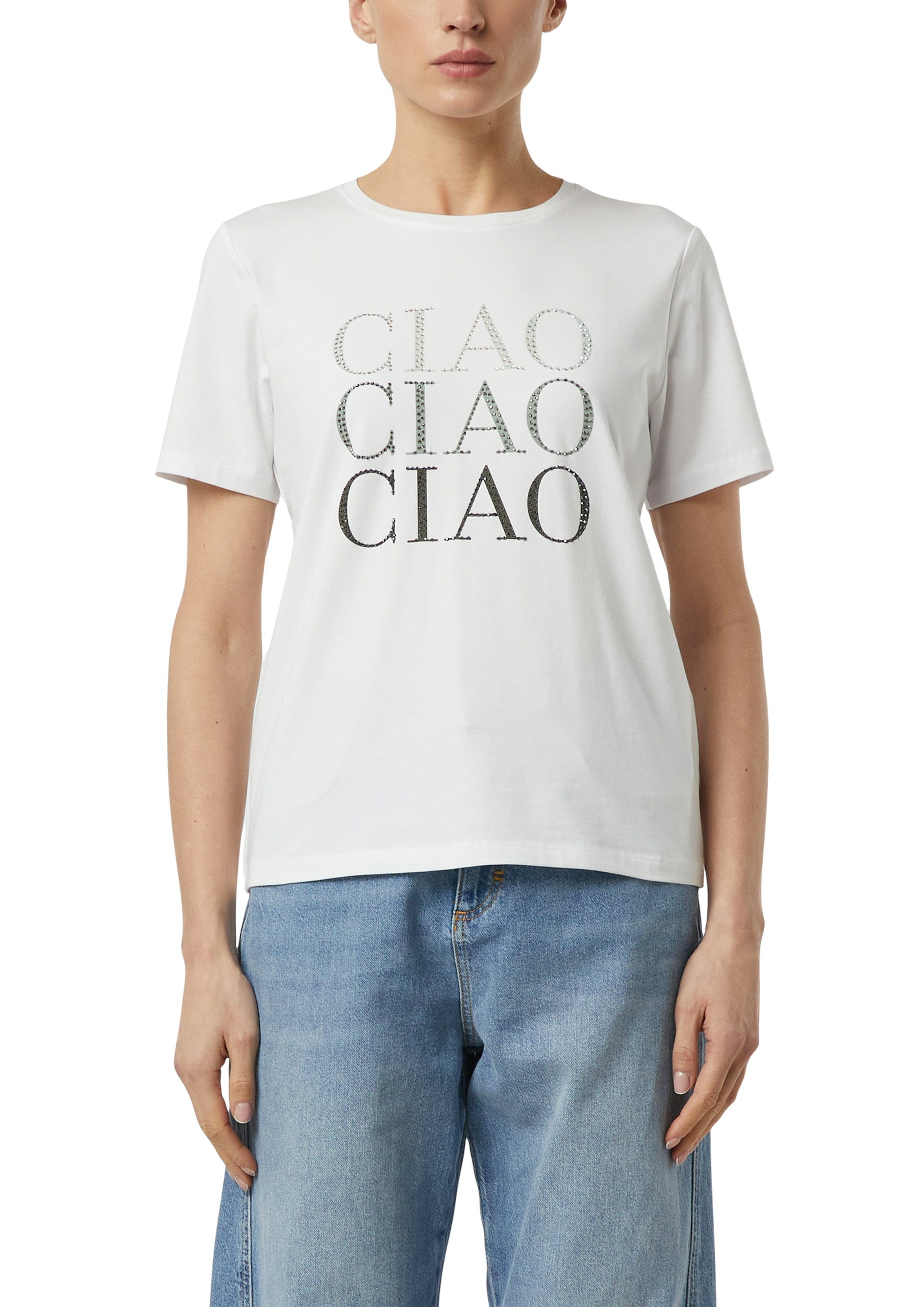 Image of Comma T-Shirt mit Druck und Glitzersteinen